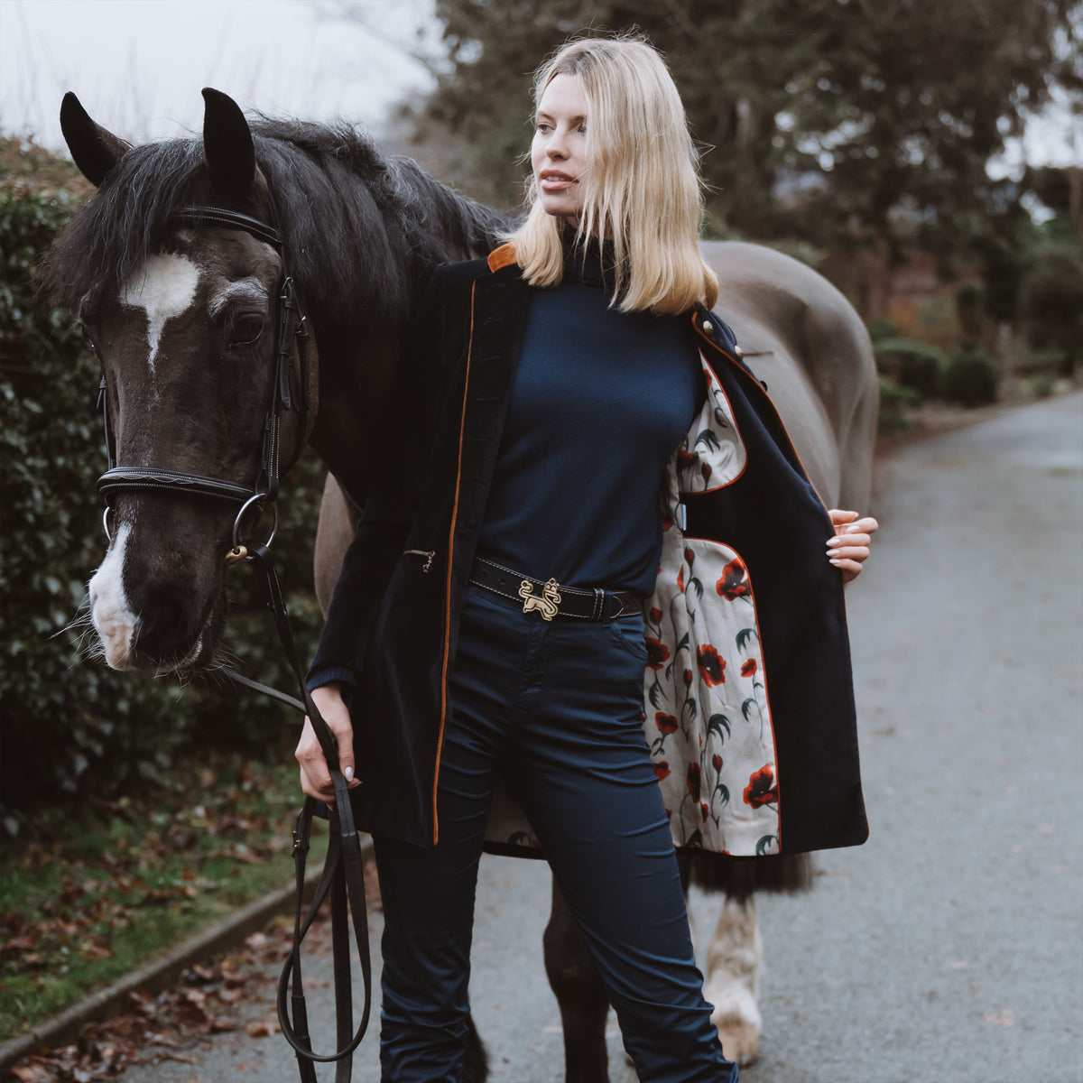 Seville Navy Velvet Coat