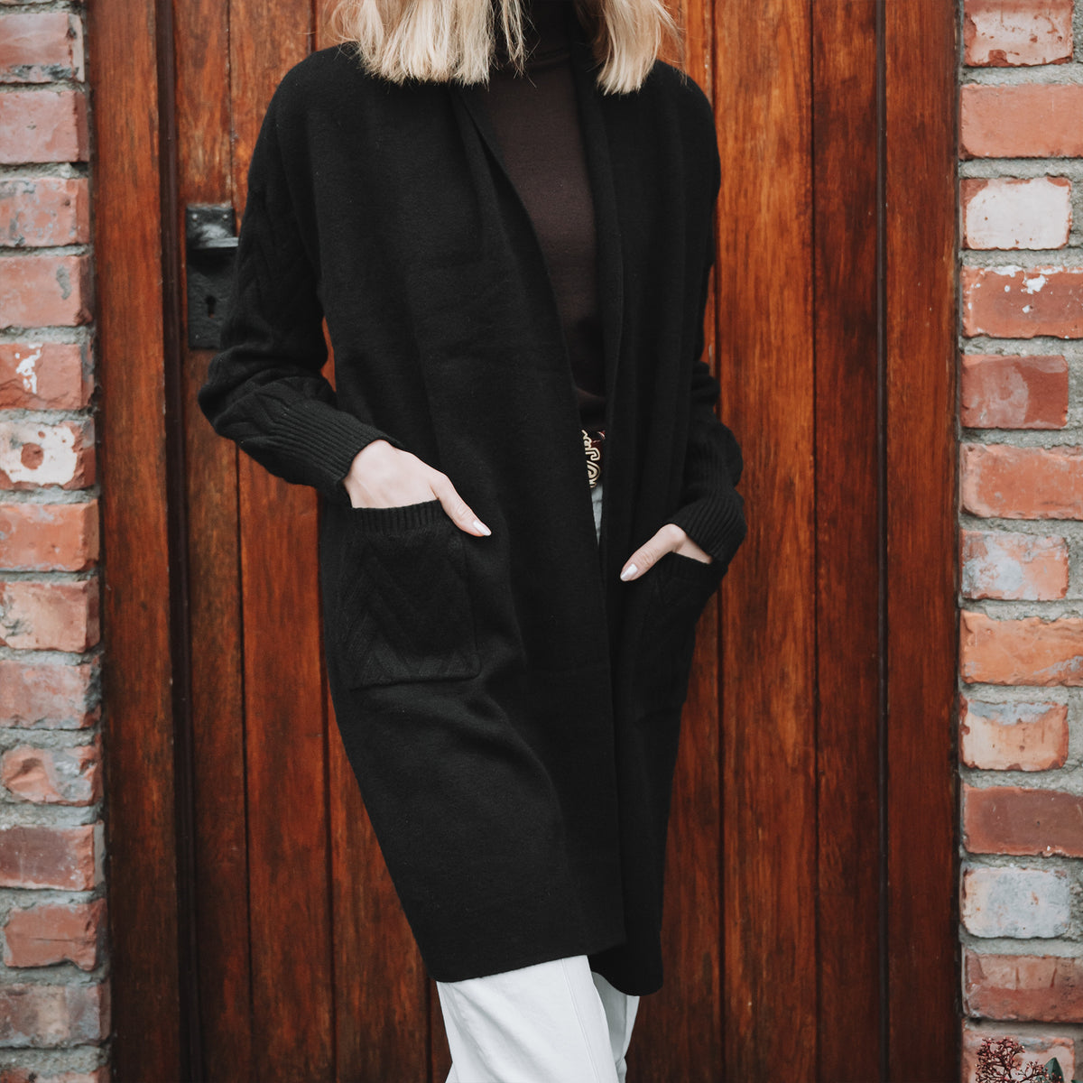 Cable Knit Black Cardigan