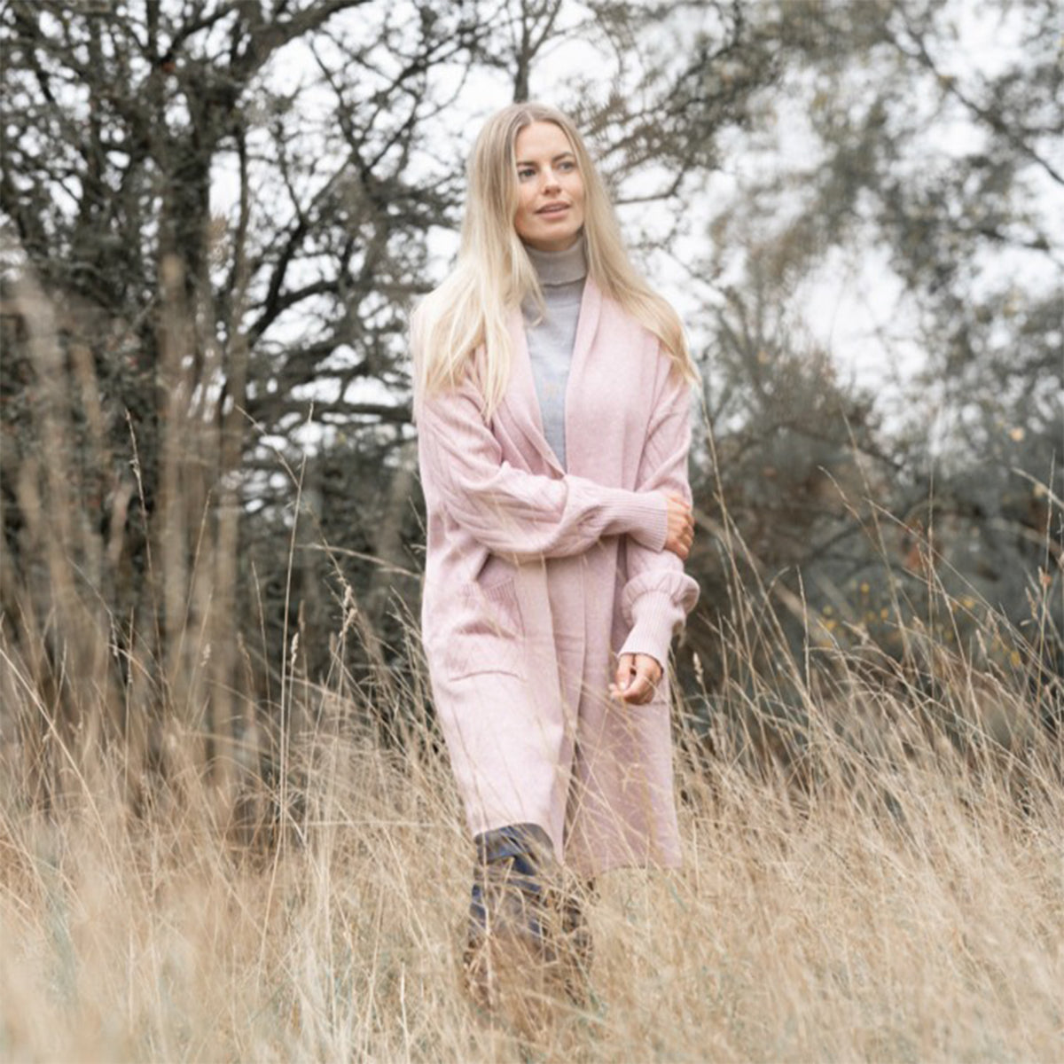 Cable Knit Pink Cardigan