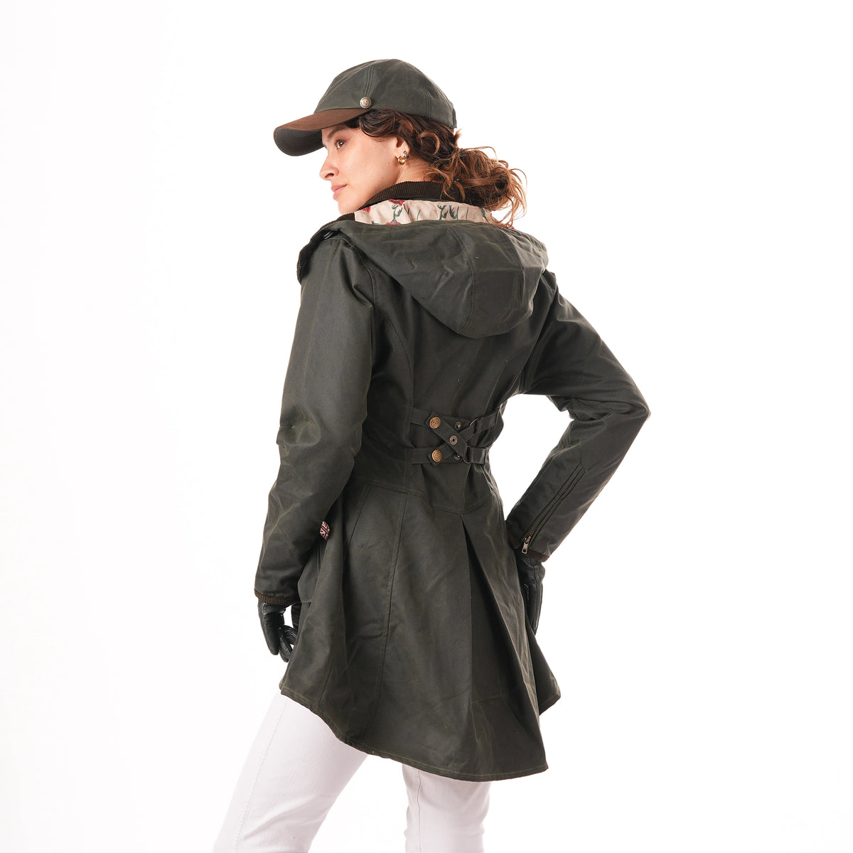 Louise Racing Green Poppy Lined Wax Coat