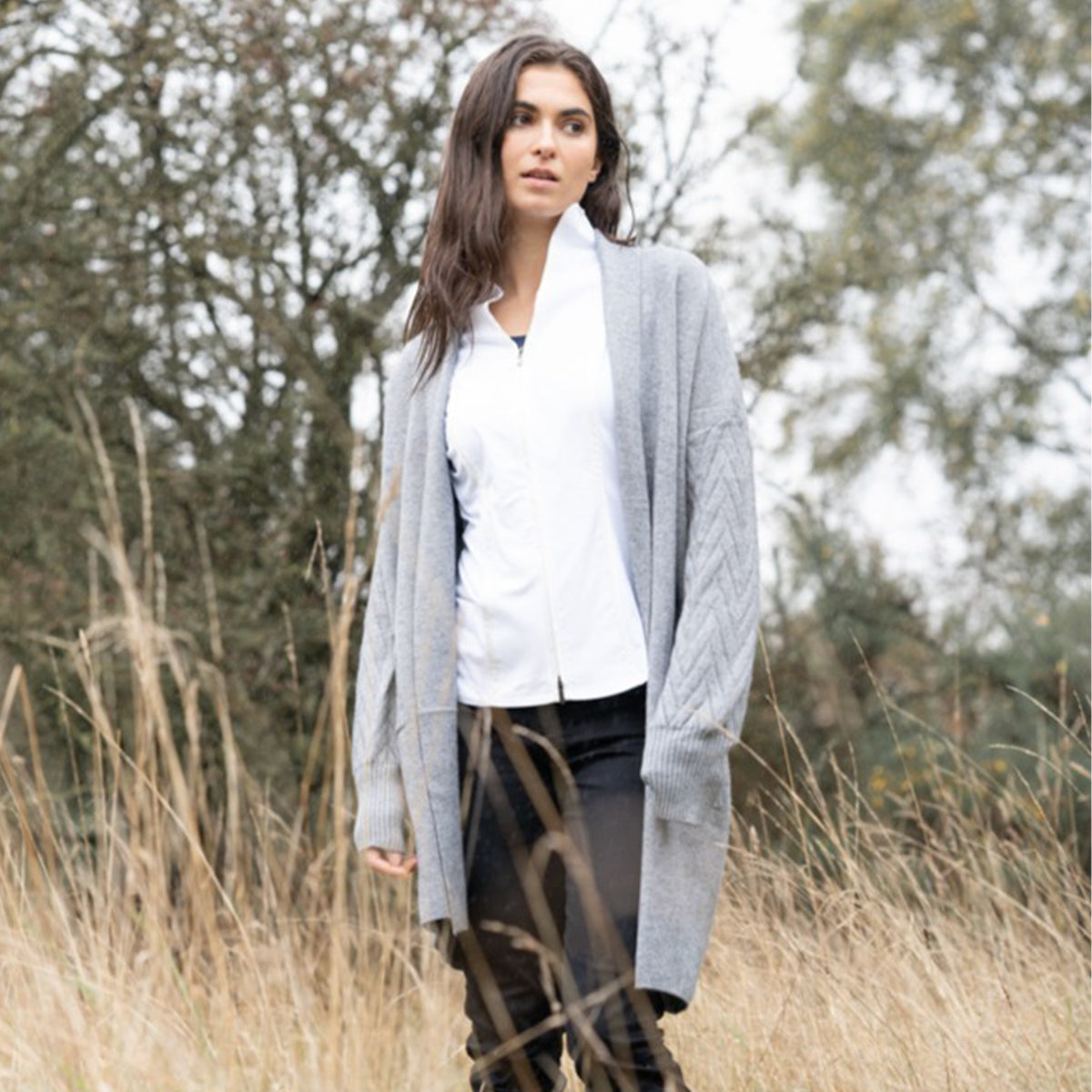 Cable Knit Grey Cardigan