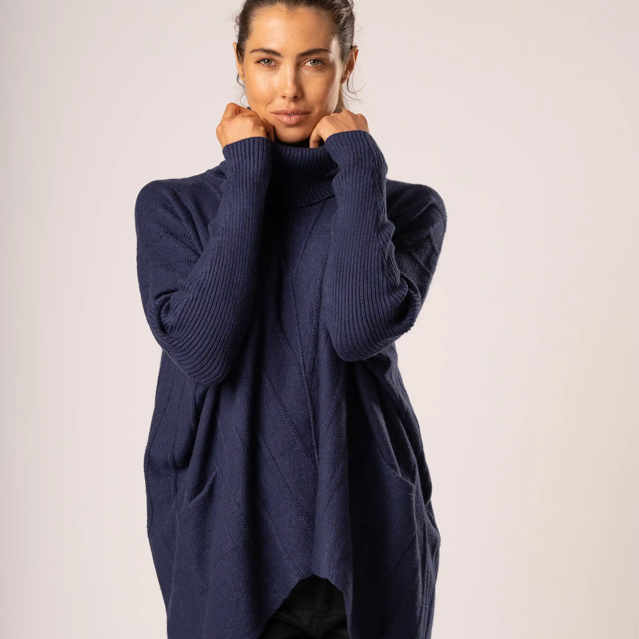 Cable Knit Navy Jumper - Welligogs