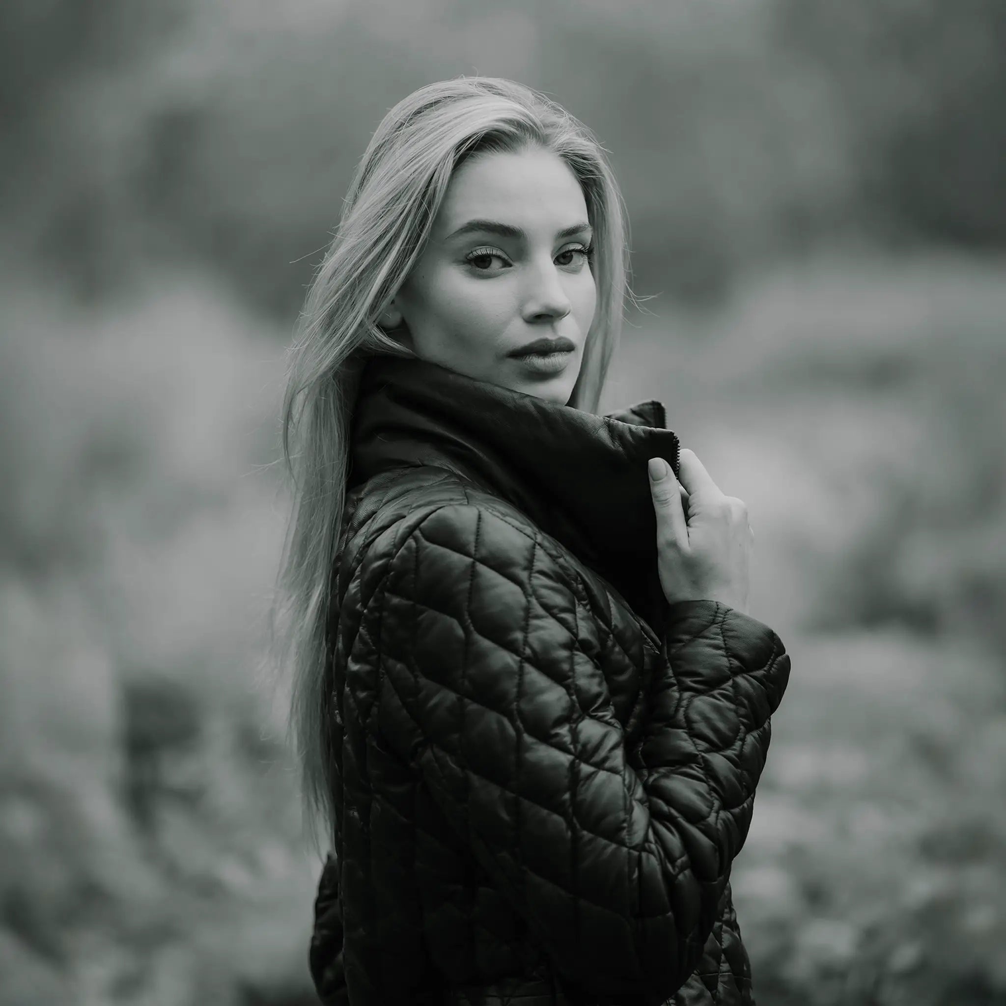 Manhattan Quilted Navy Leather Coat