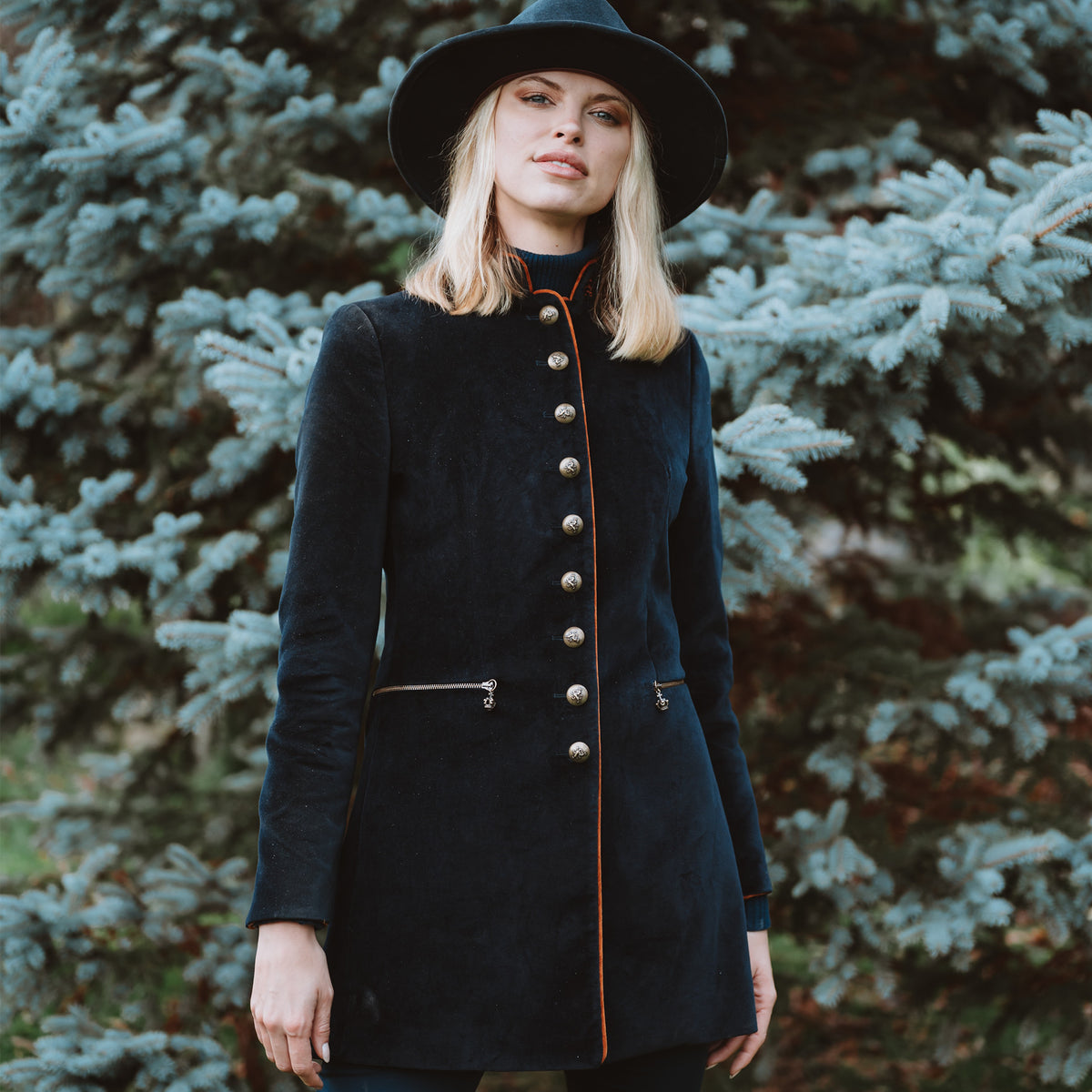 Seville Navy Velvet Coat