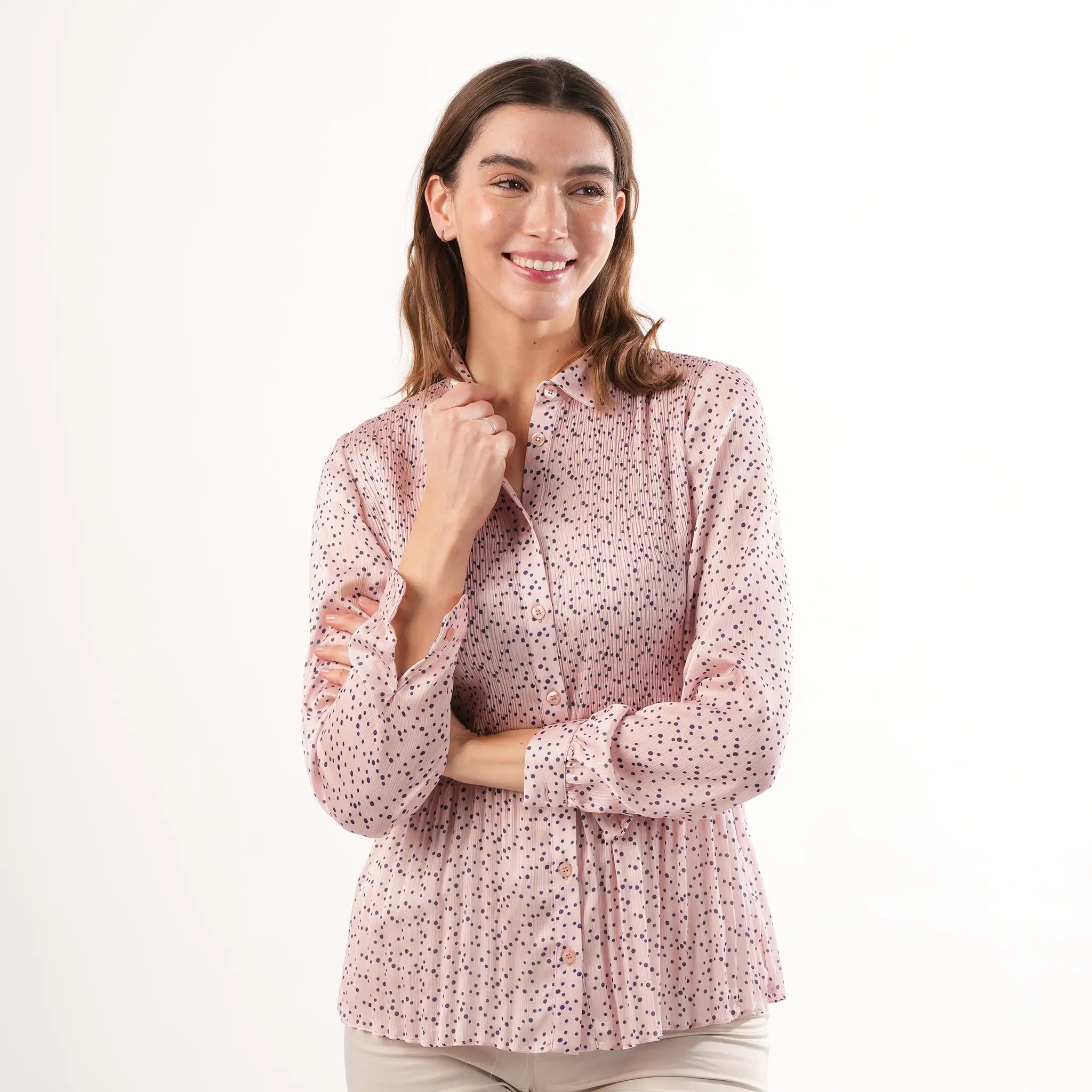 Amelia Navy Pink Spot Blouse