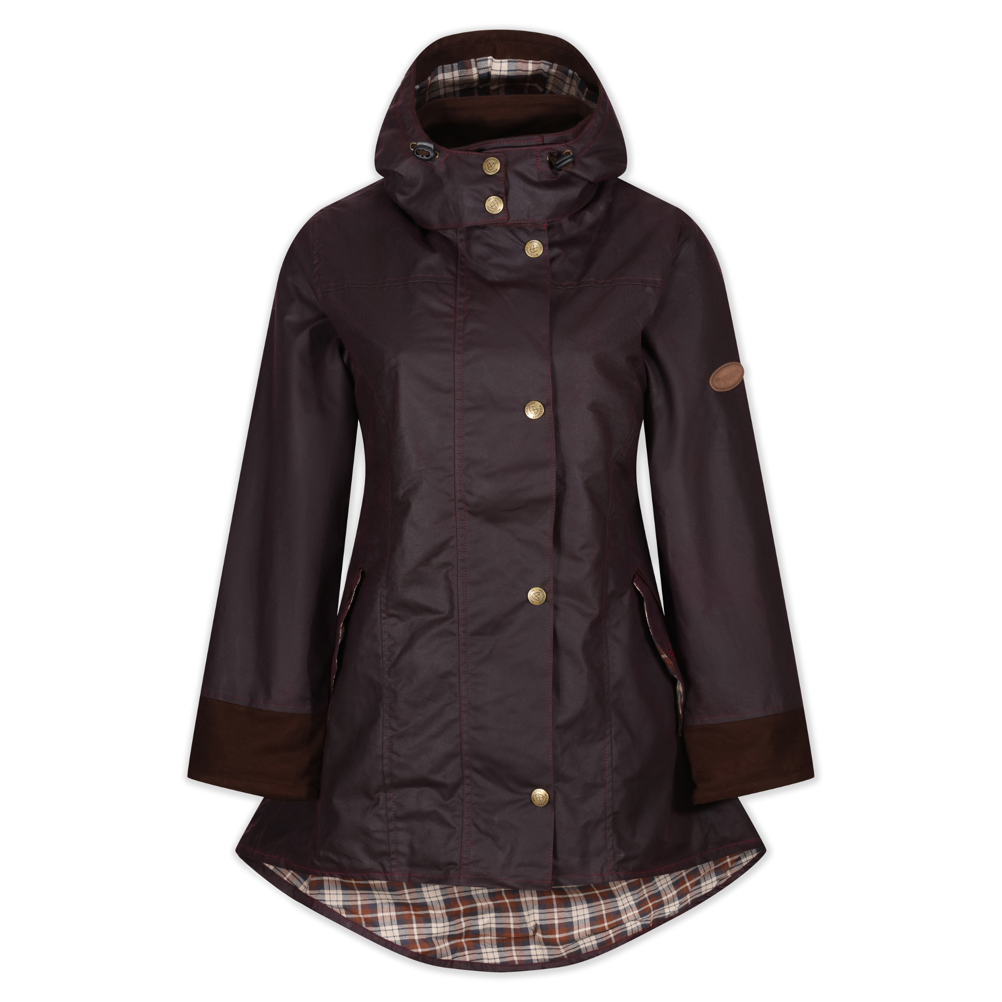Louise Mahogany Poppy Lined Wax Coat