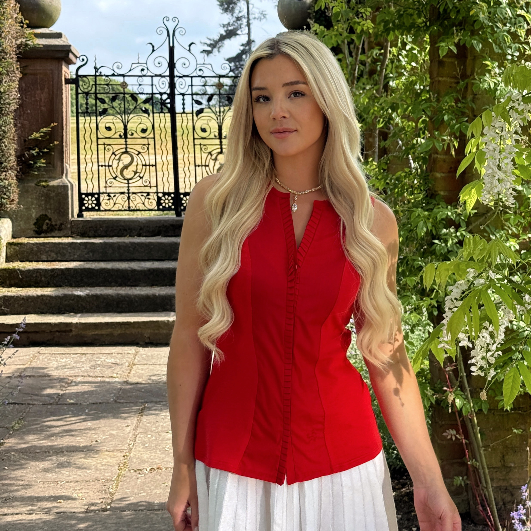 Kiera Red Sleeveless Shirt