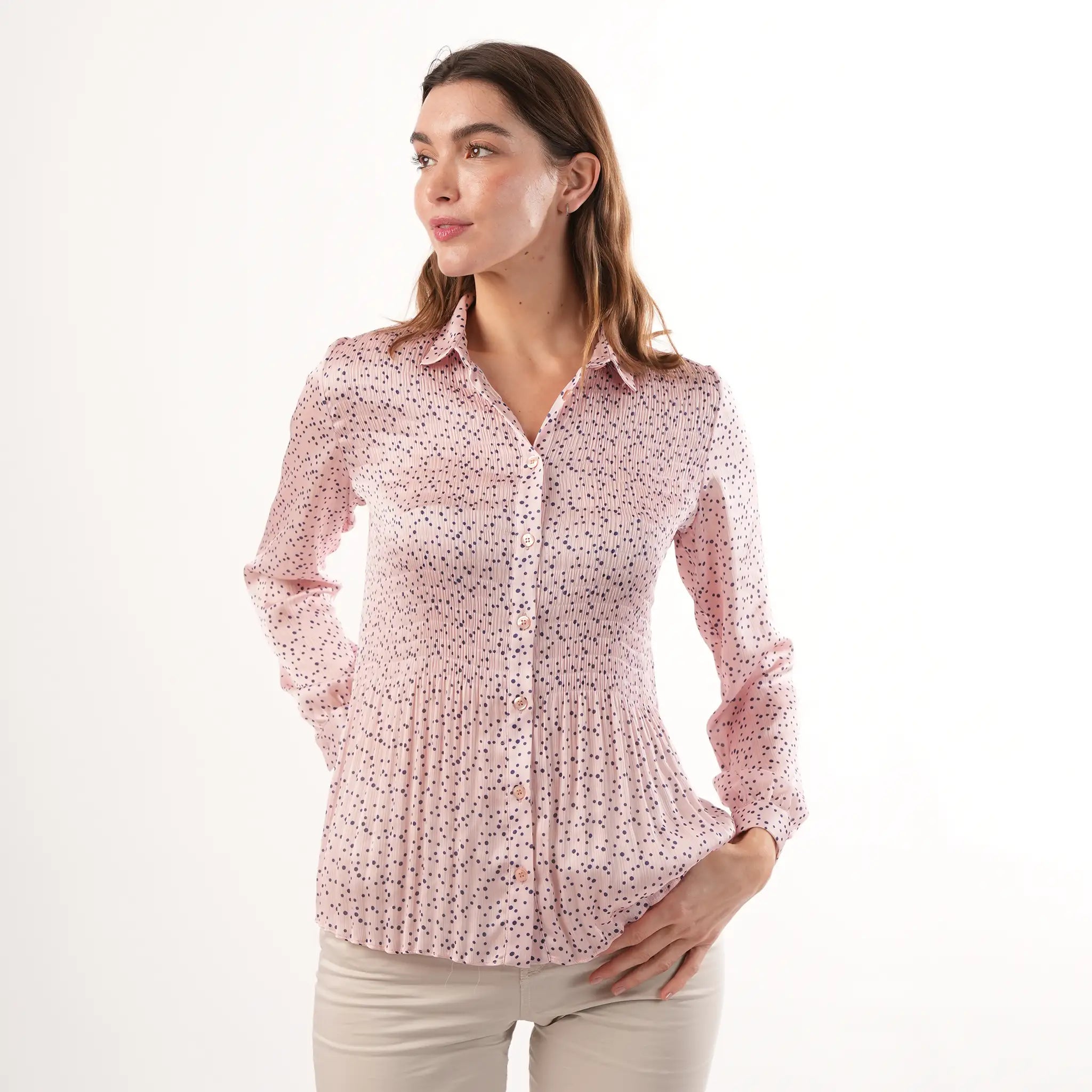 Amelia Navy Pink Spot Blouse