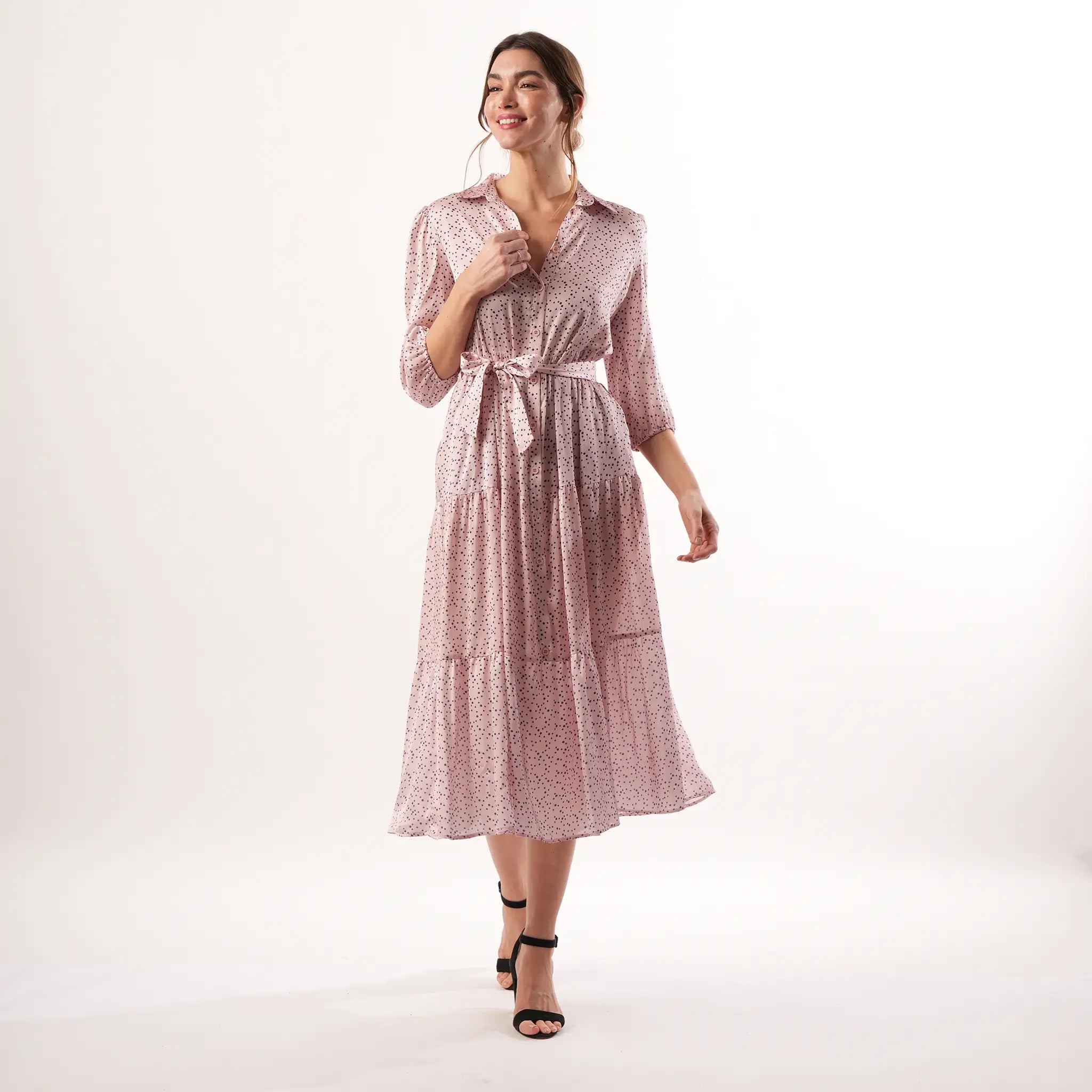 Josephine Navy Pink Spot Dress