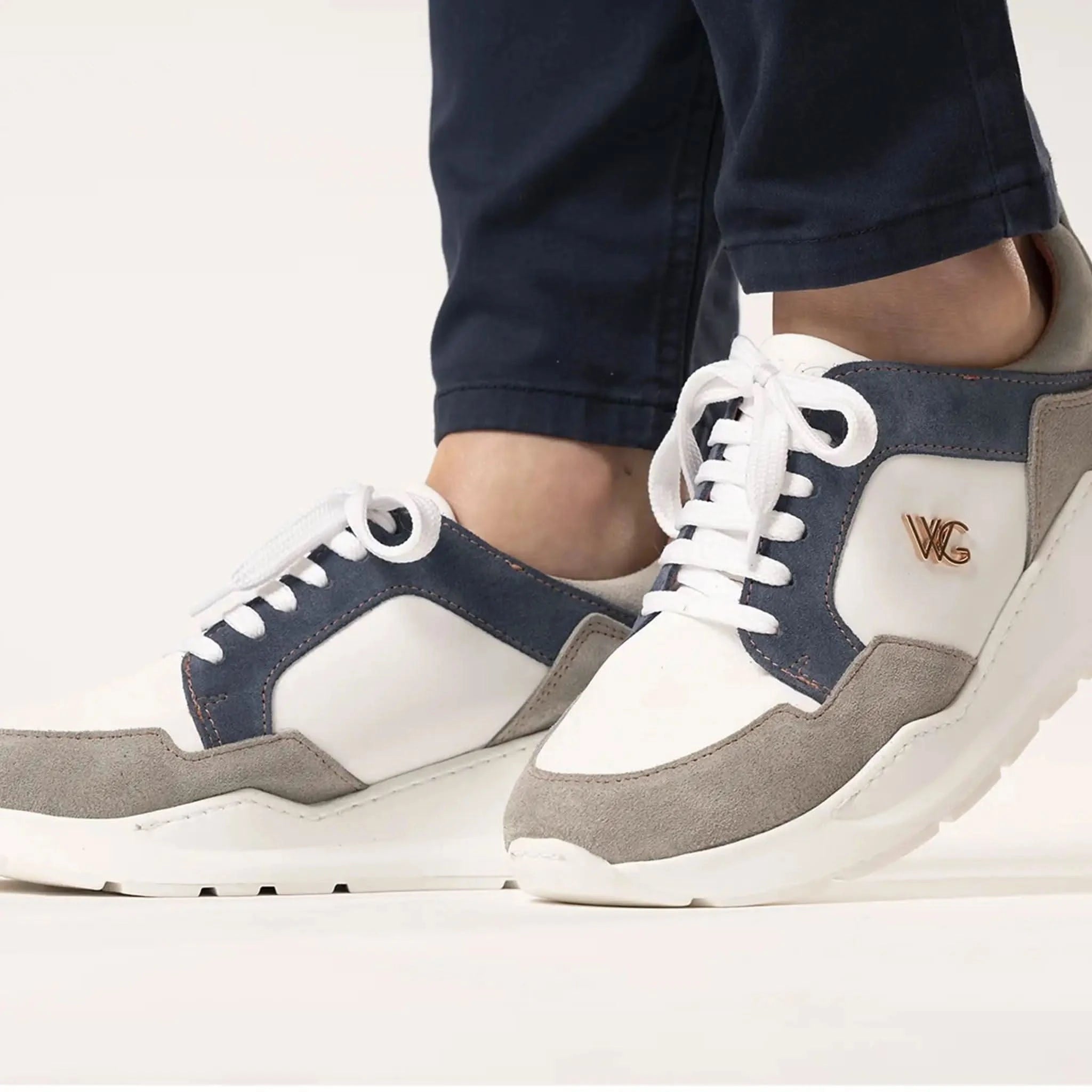 Camden Grey/Blue Chunky Trainers - Welligogs