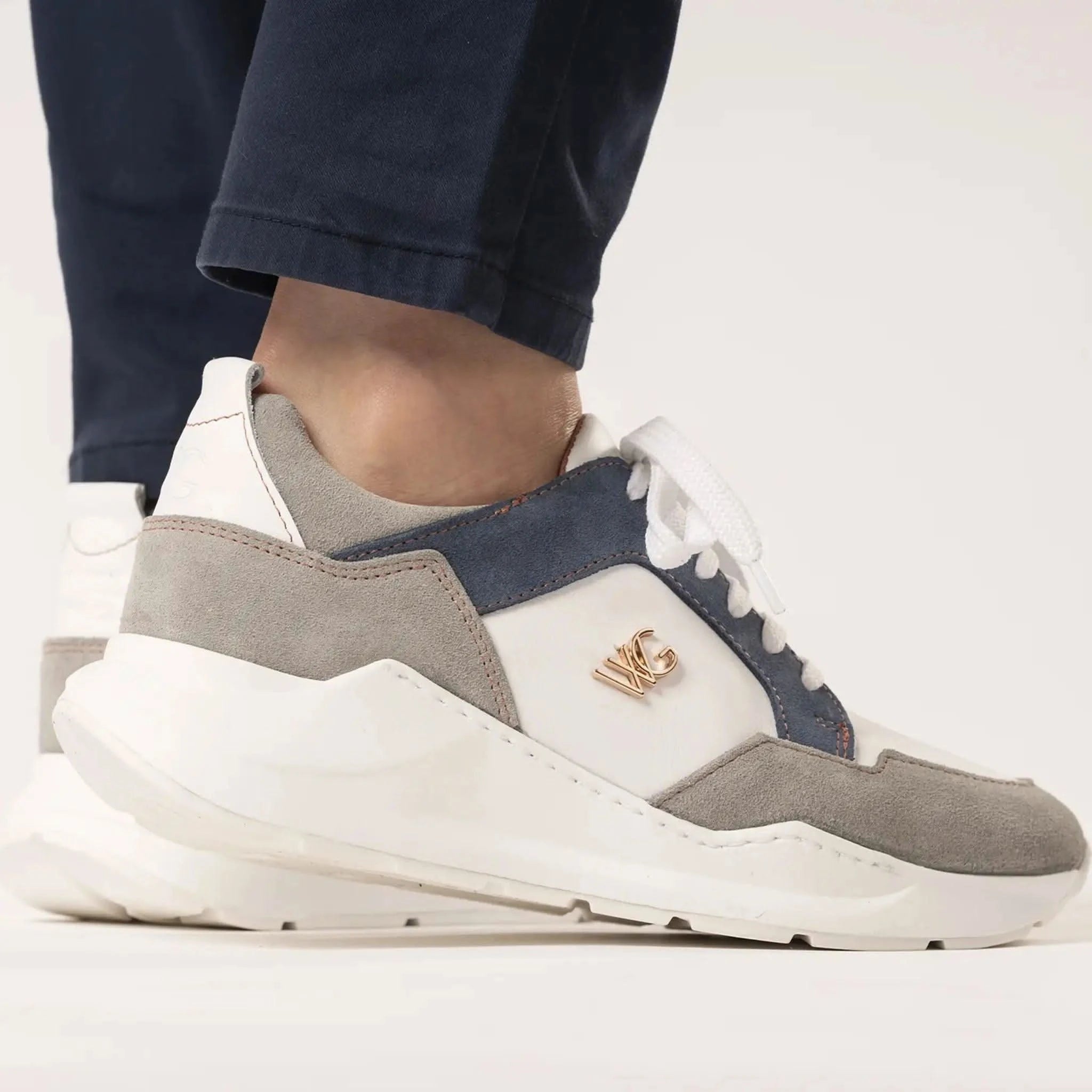 Camden Grey/Blue Chunky Trainers - Welligogs