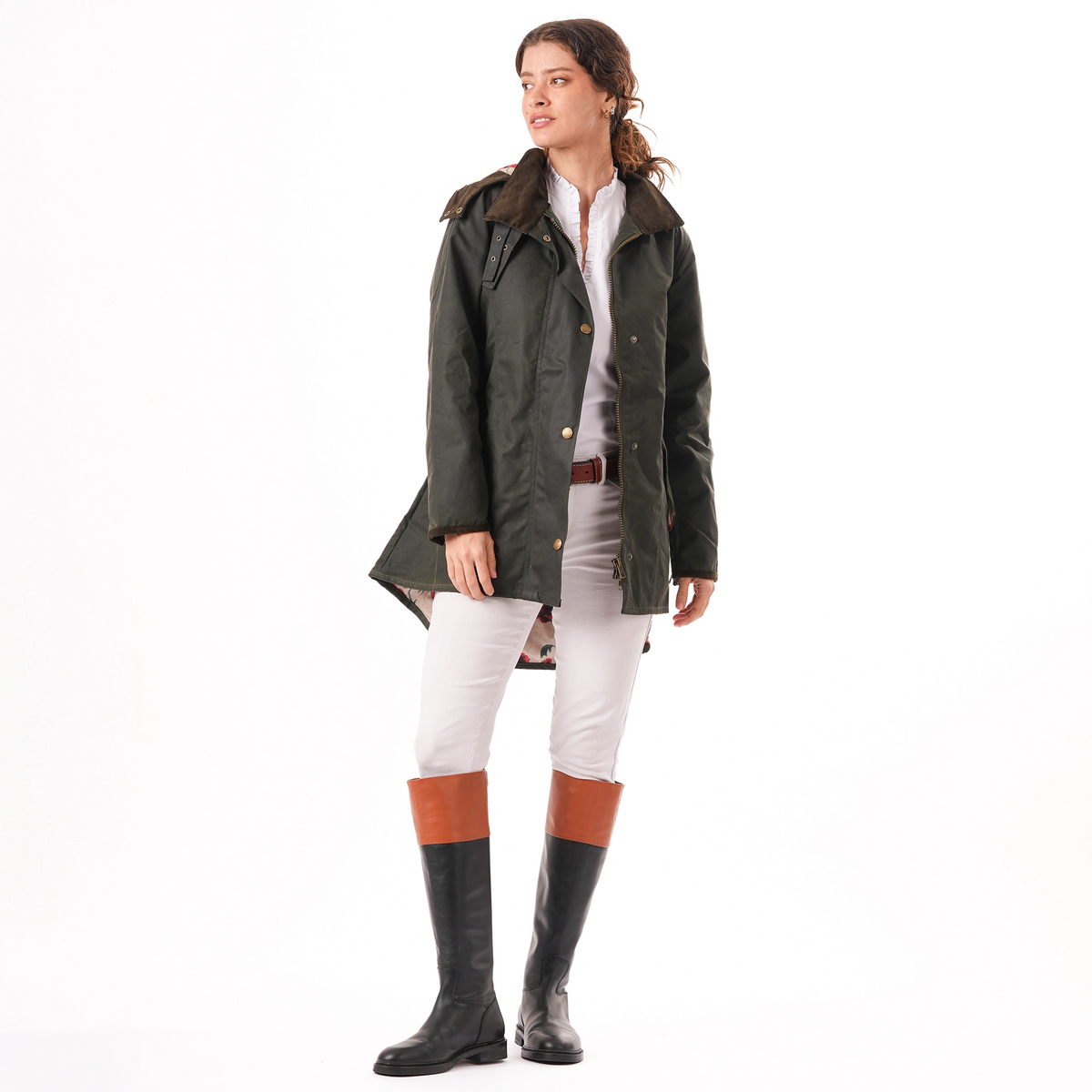 Louise Racing Green Poppy Lined Wax Coat