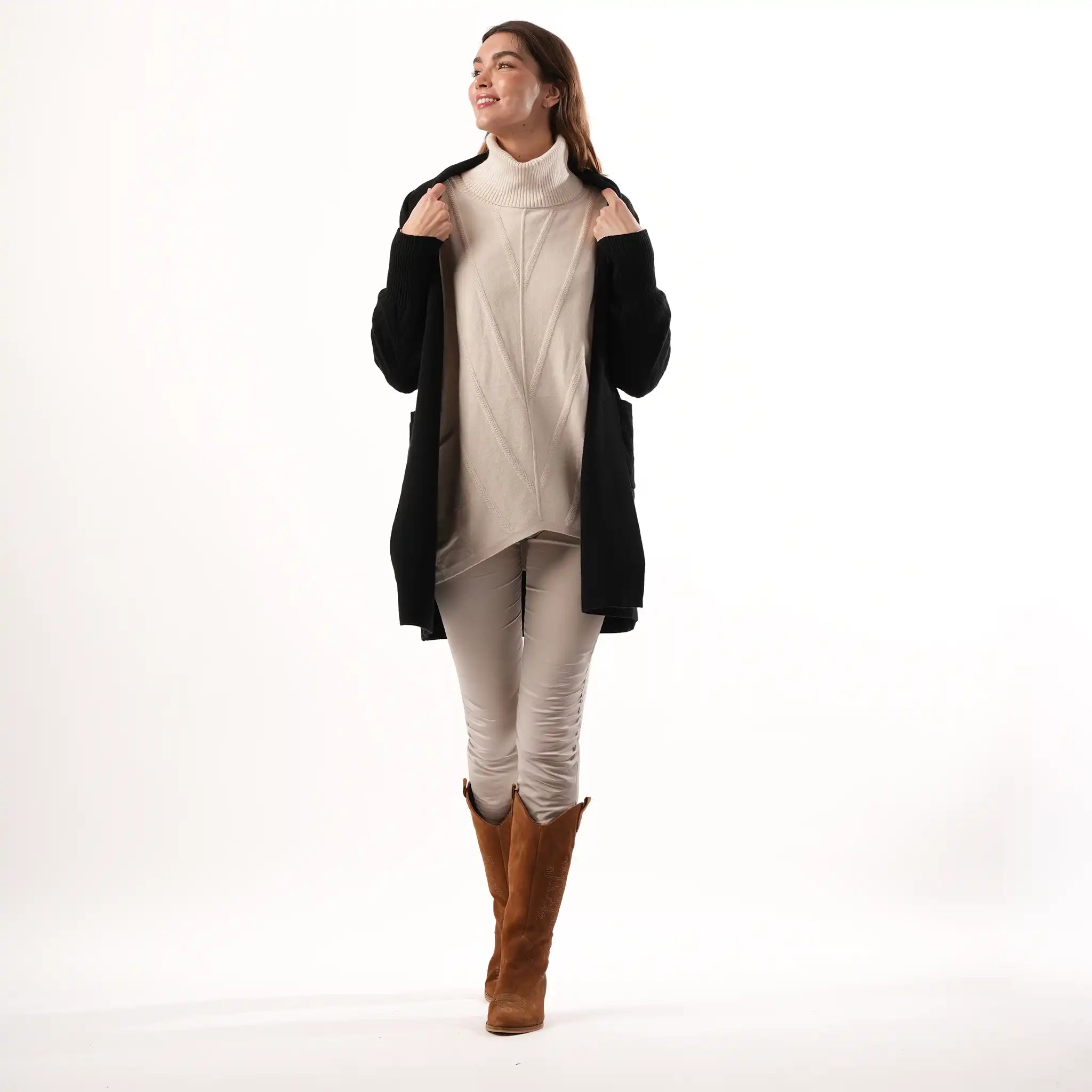 Cable Knit Black Cardigan