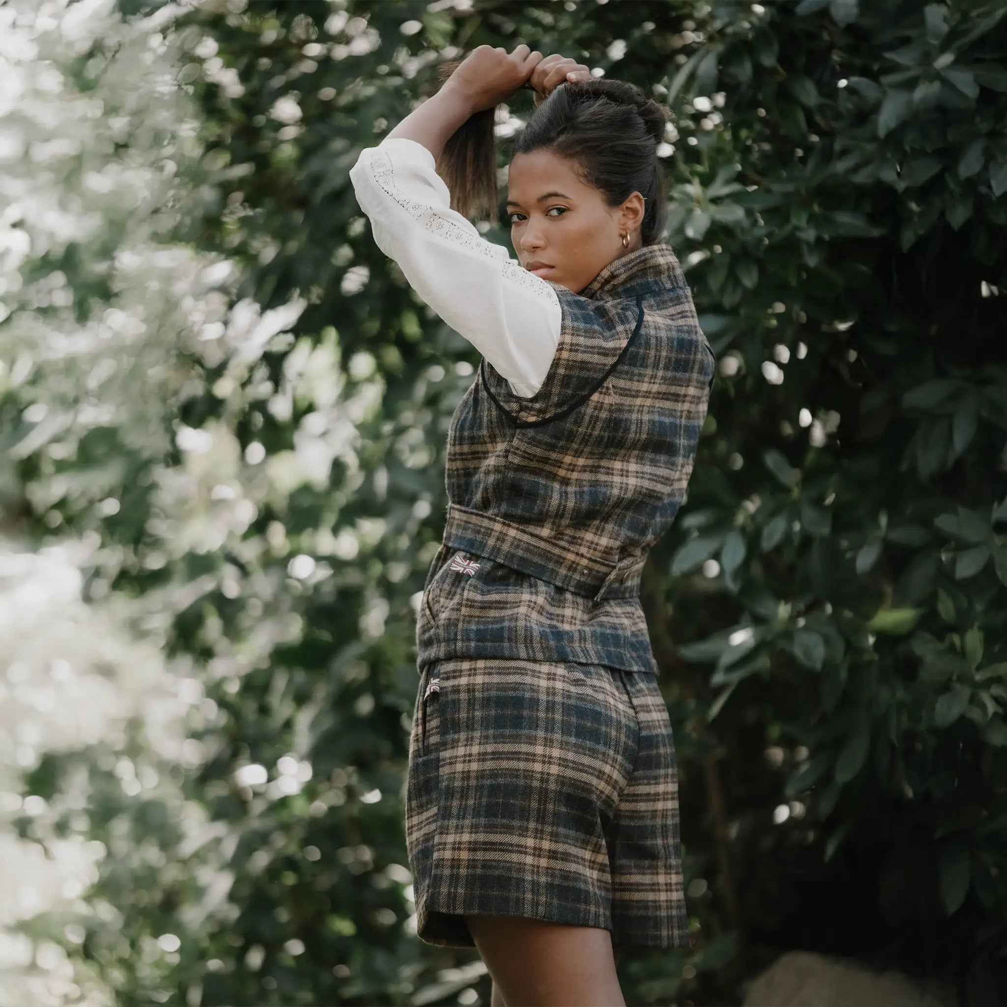 Burghley Navy Check Zipped Gilet - Welligogs