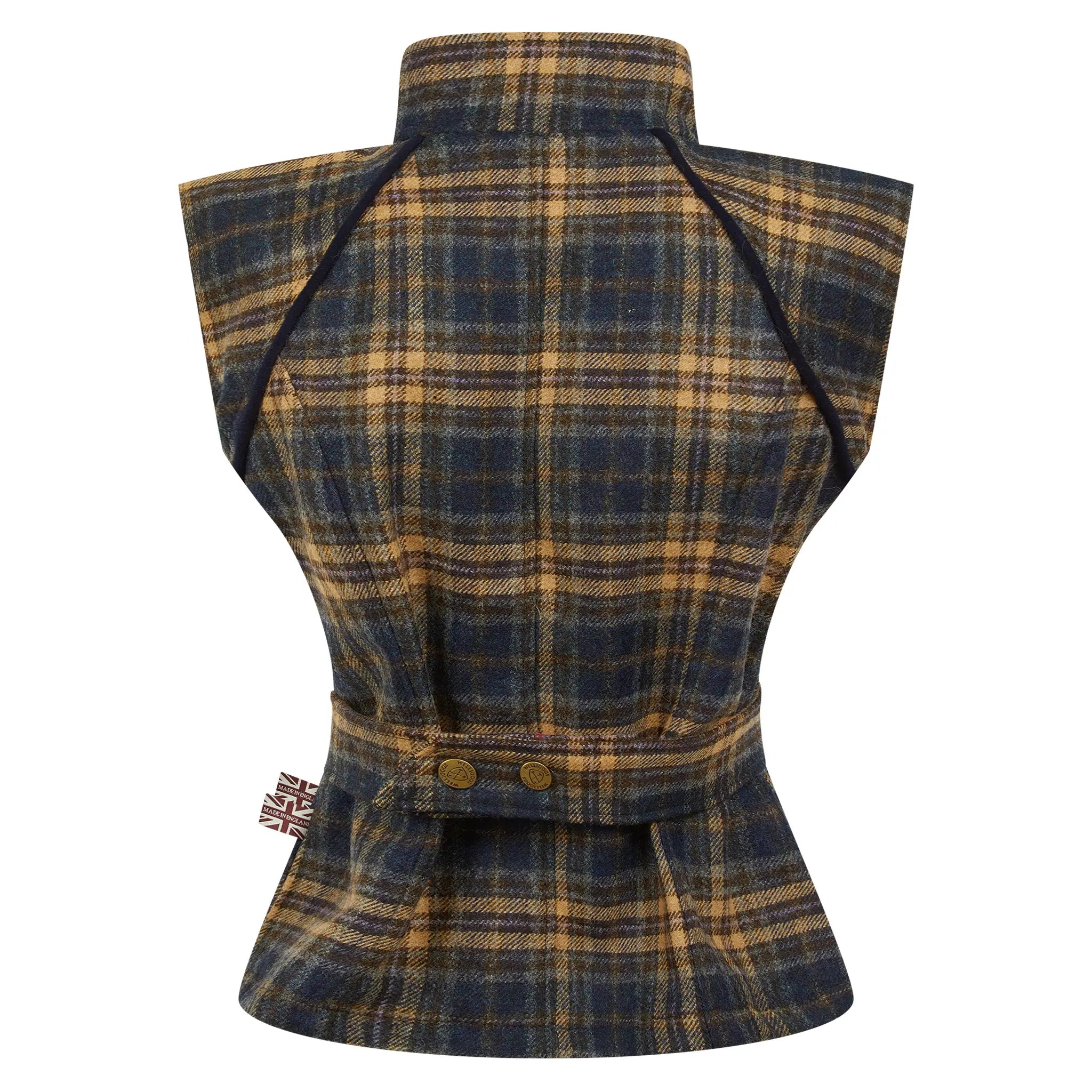 Burghley Navy Check Zipped Gilet