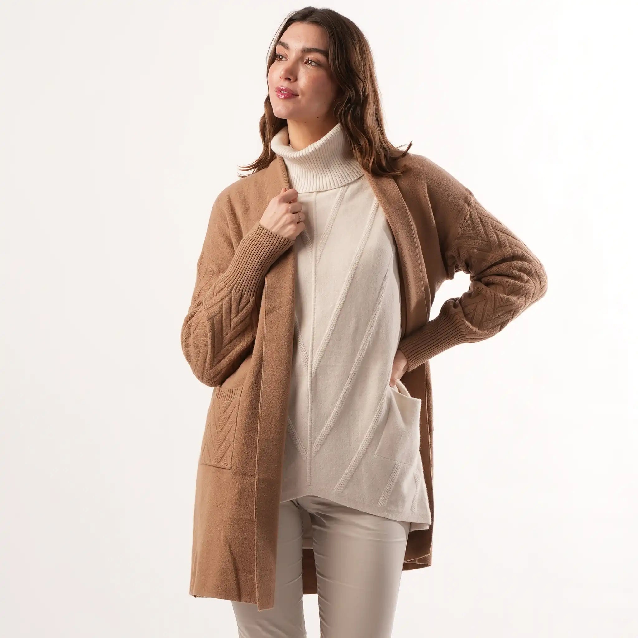 Cable Knit Camel Cardigan