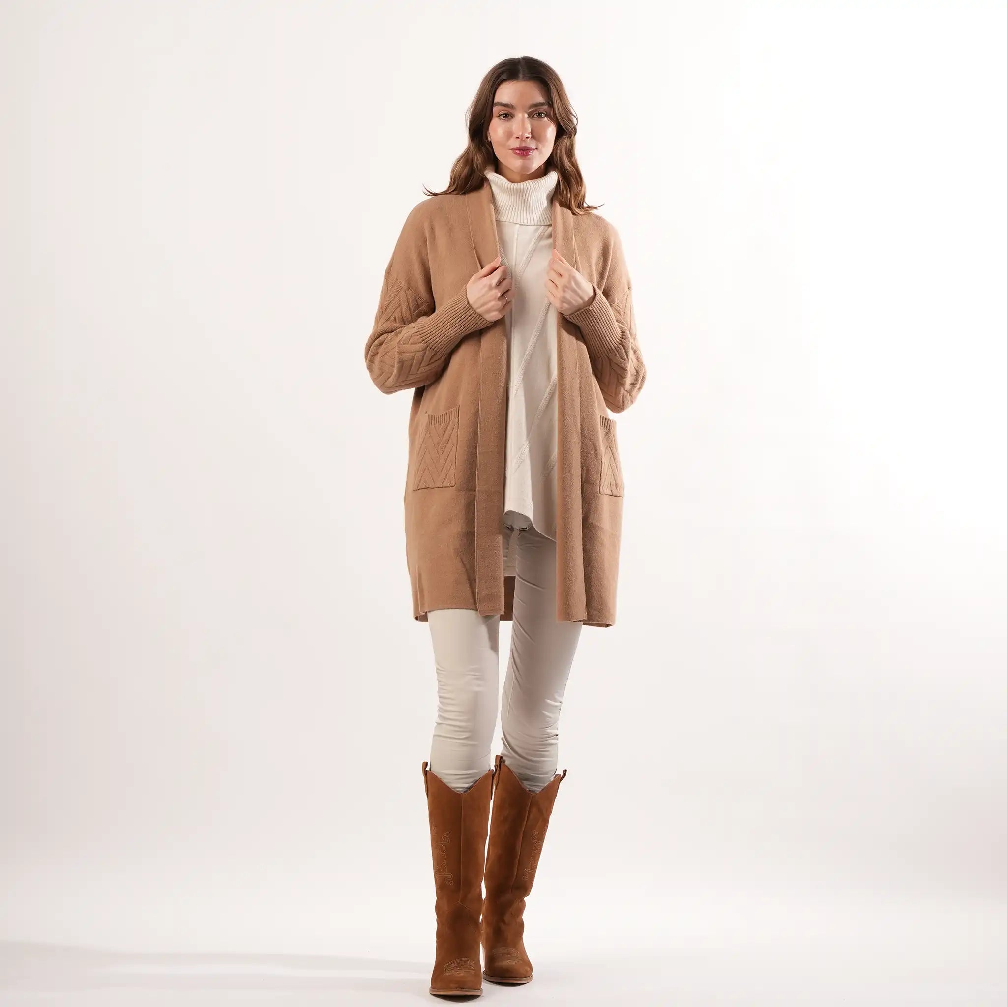 Cable Knit Camel Cardigan