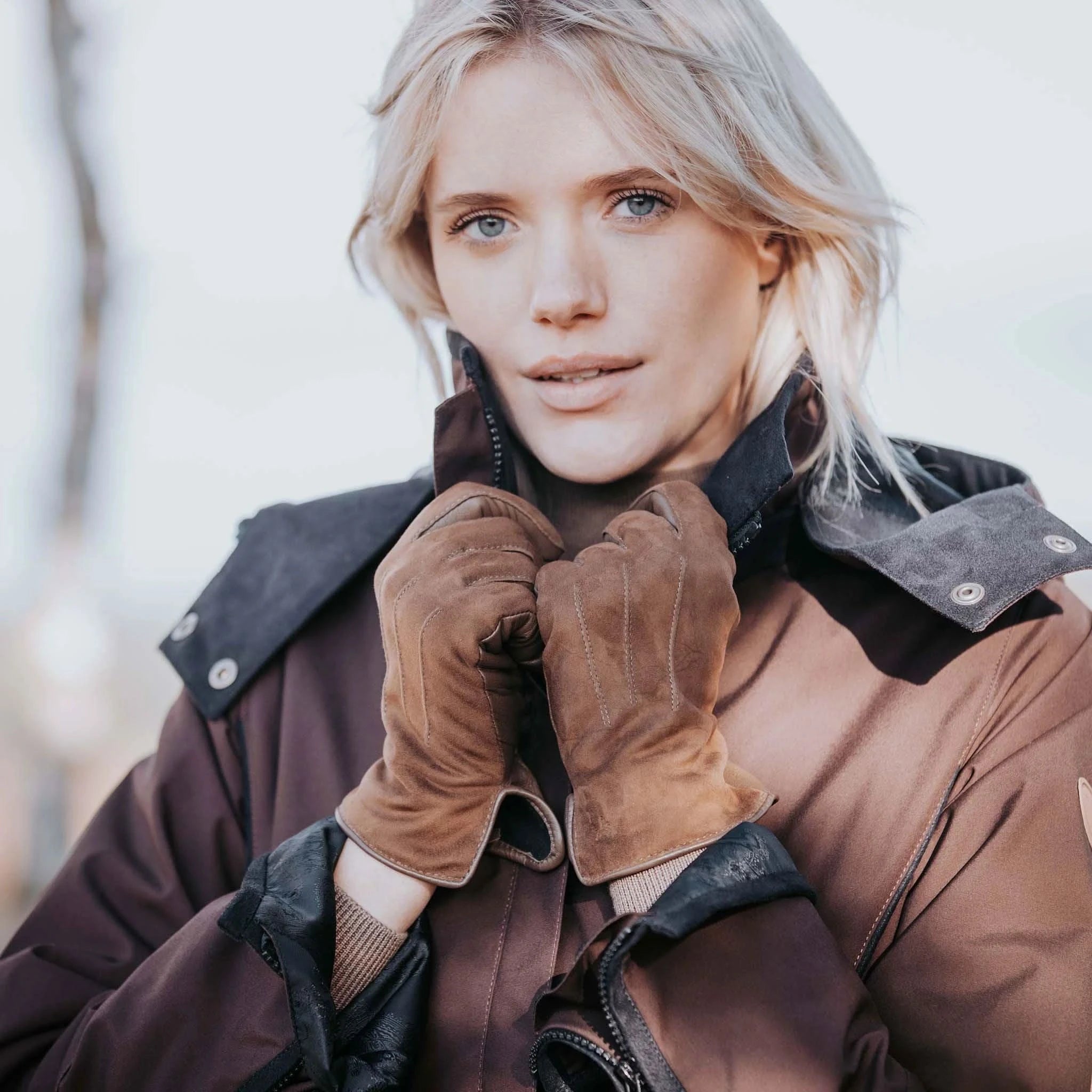 Leather Suede Camel Driving Gloves Welligogs