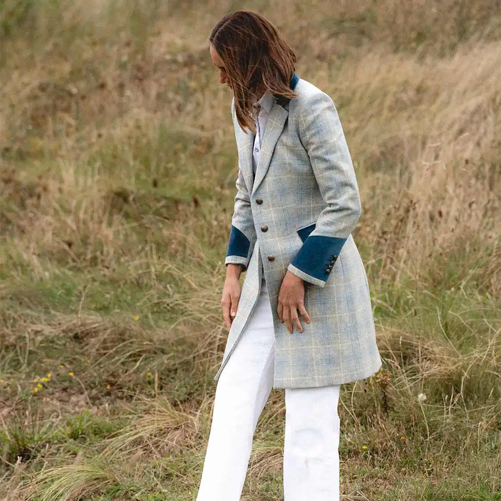 Demelza Sky Blue Wool Coat - Welligogs