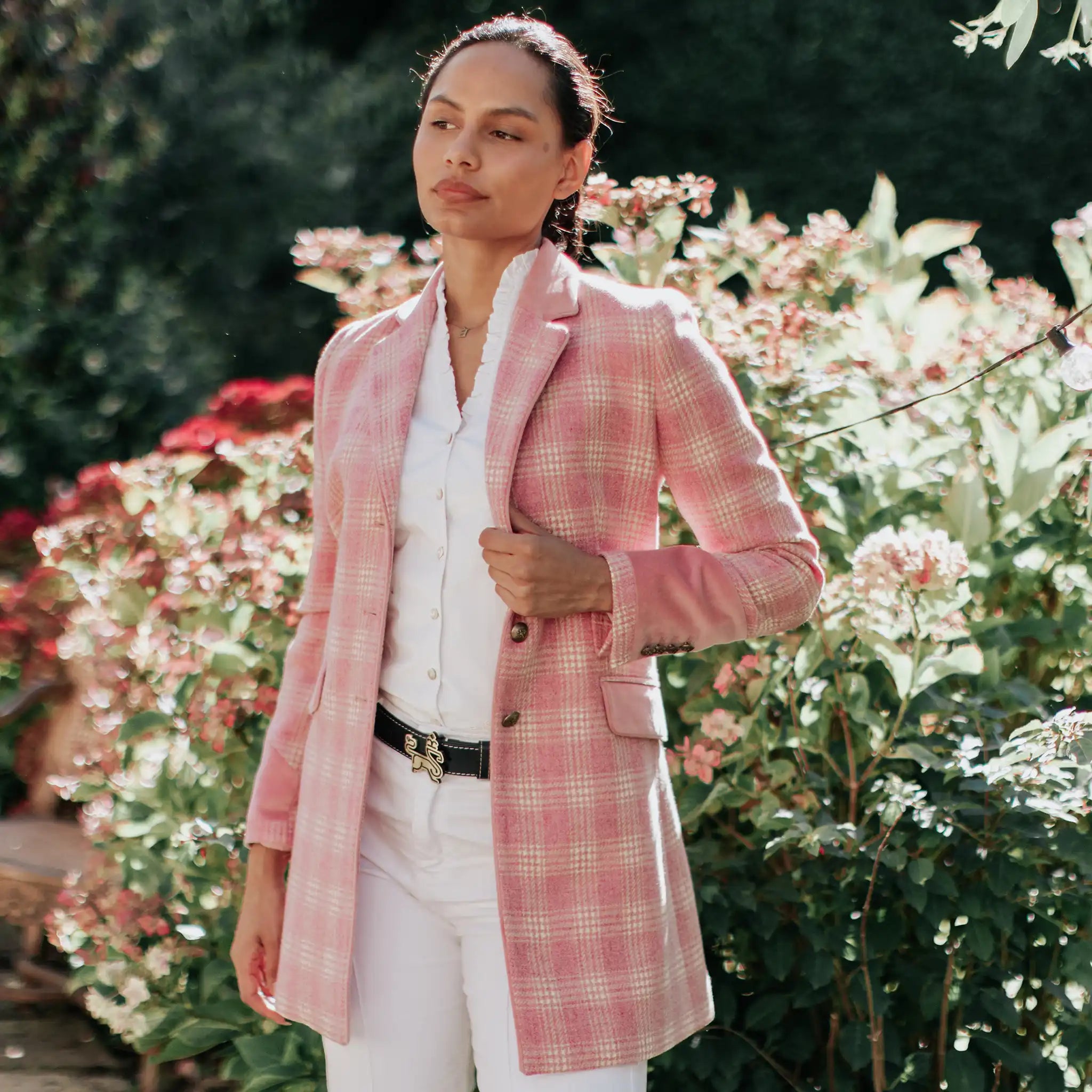 Evelyn Pink Check Coat