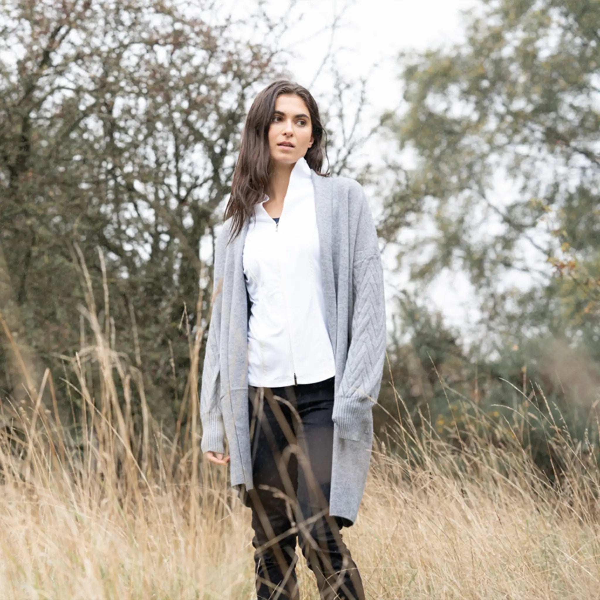 Cable Knit Grey Cardigan - Welligogs