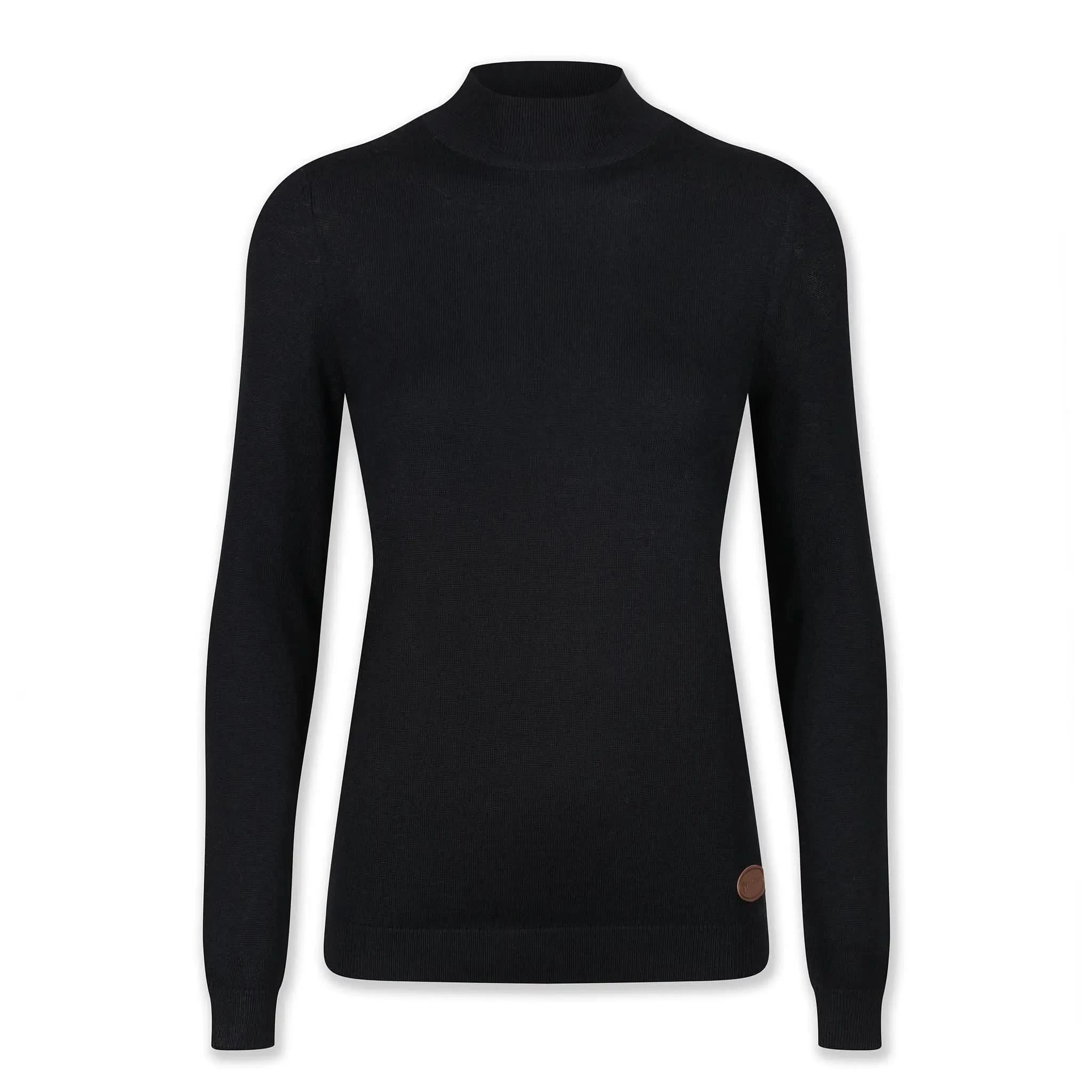 Merino Wool Turtle Neck Black Jumper - Welligogs