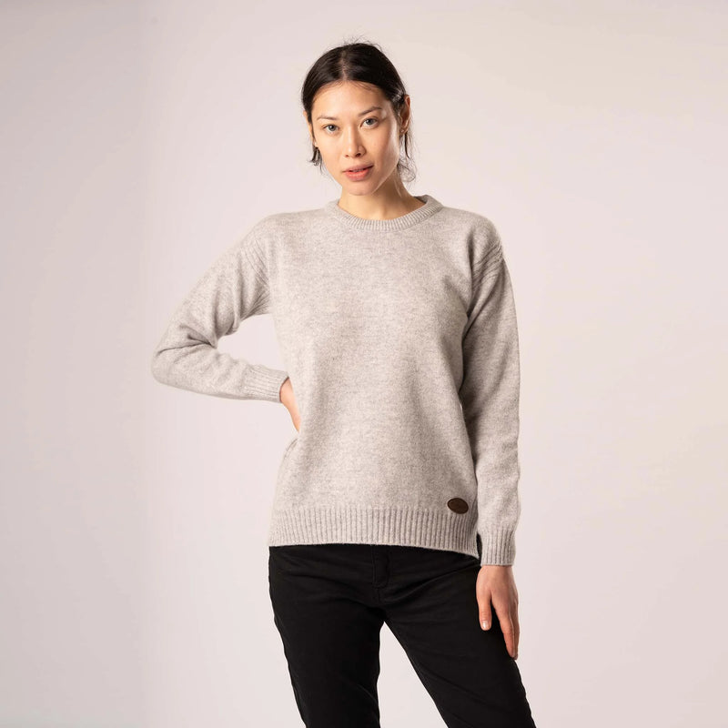 Lambswool Relaxed Fit Light Grey Jumper - Welligogs