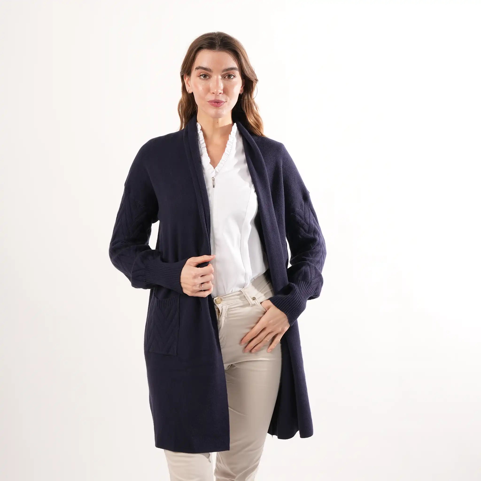 Cable Knit Navy Cardigan