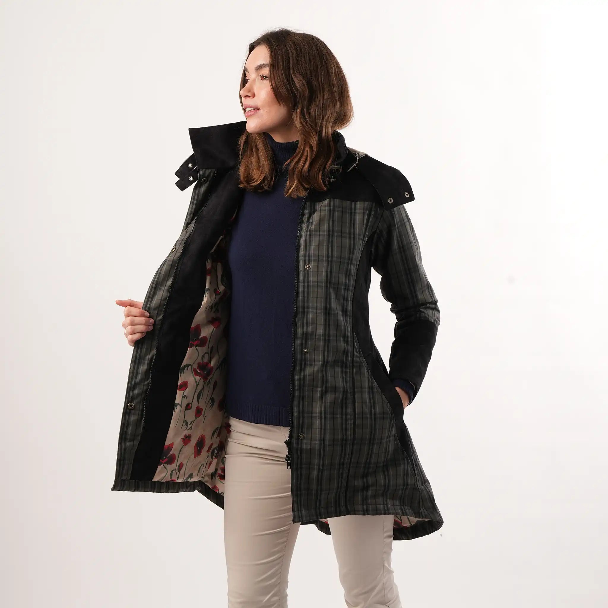 Odette Grey Check Waterproof Coat