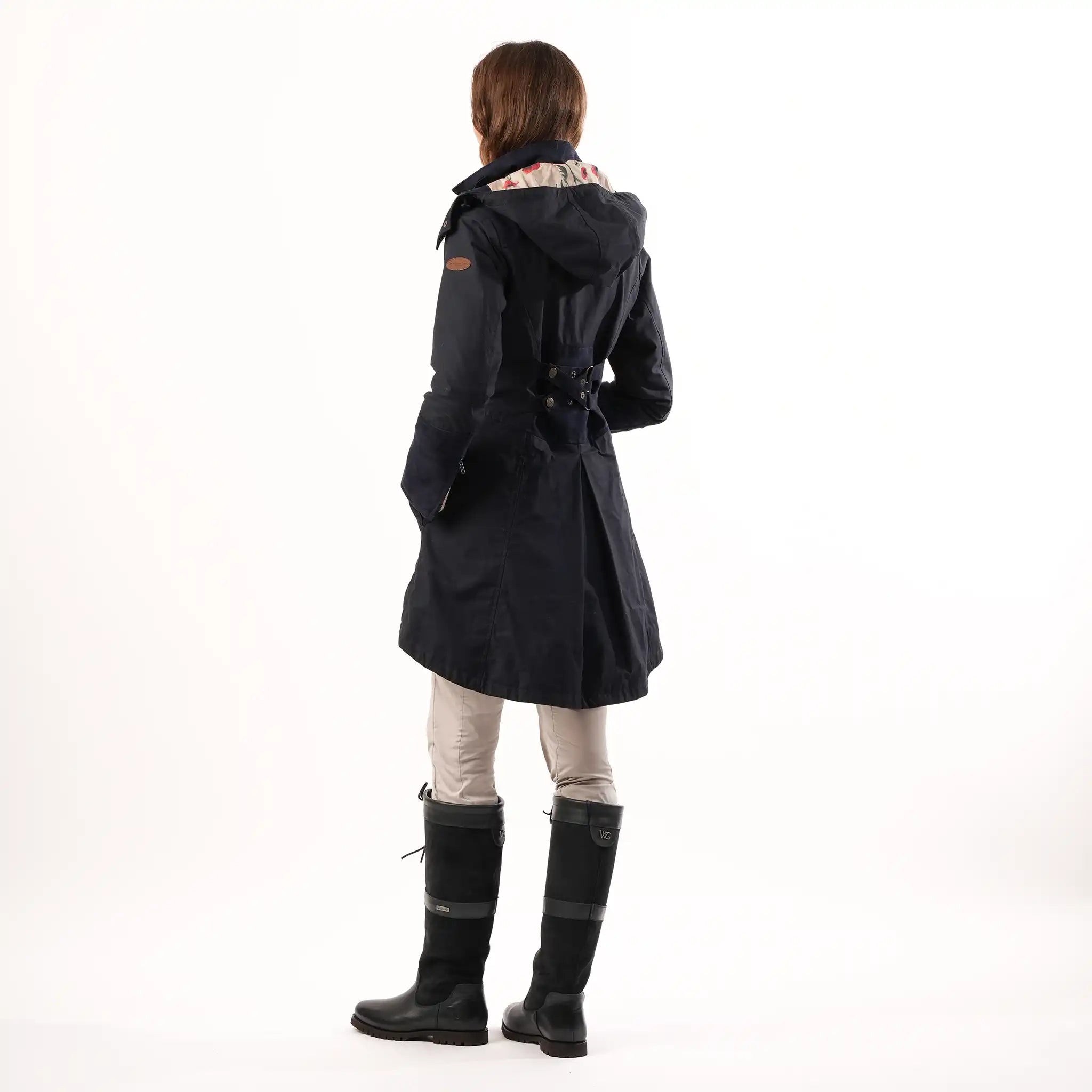 Odette Navy Poppy Lined Waterproof Coat