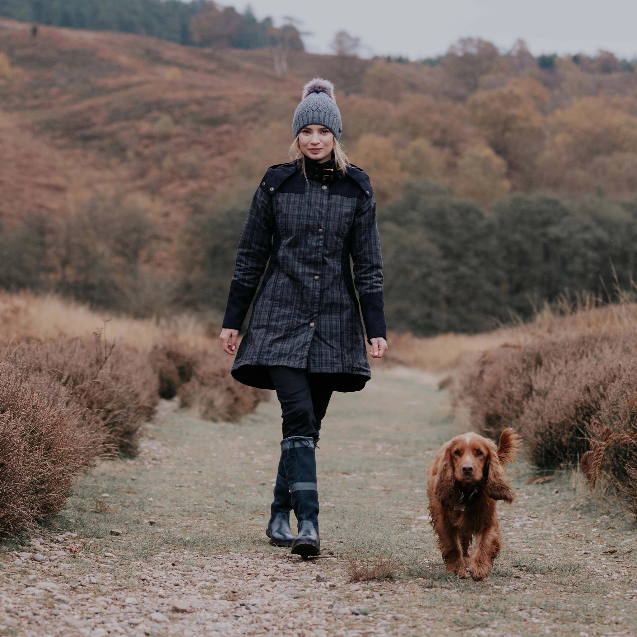 Odette Grey Check Waterproof Coat (NEW) - Welligogs