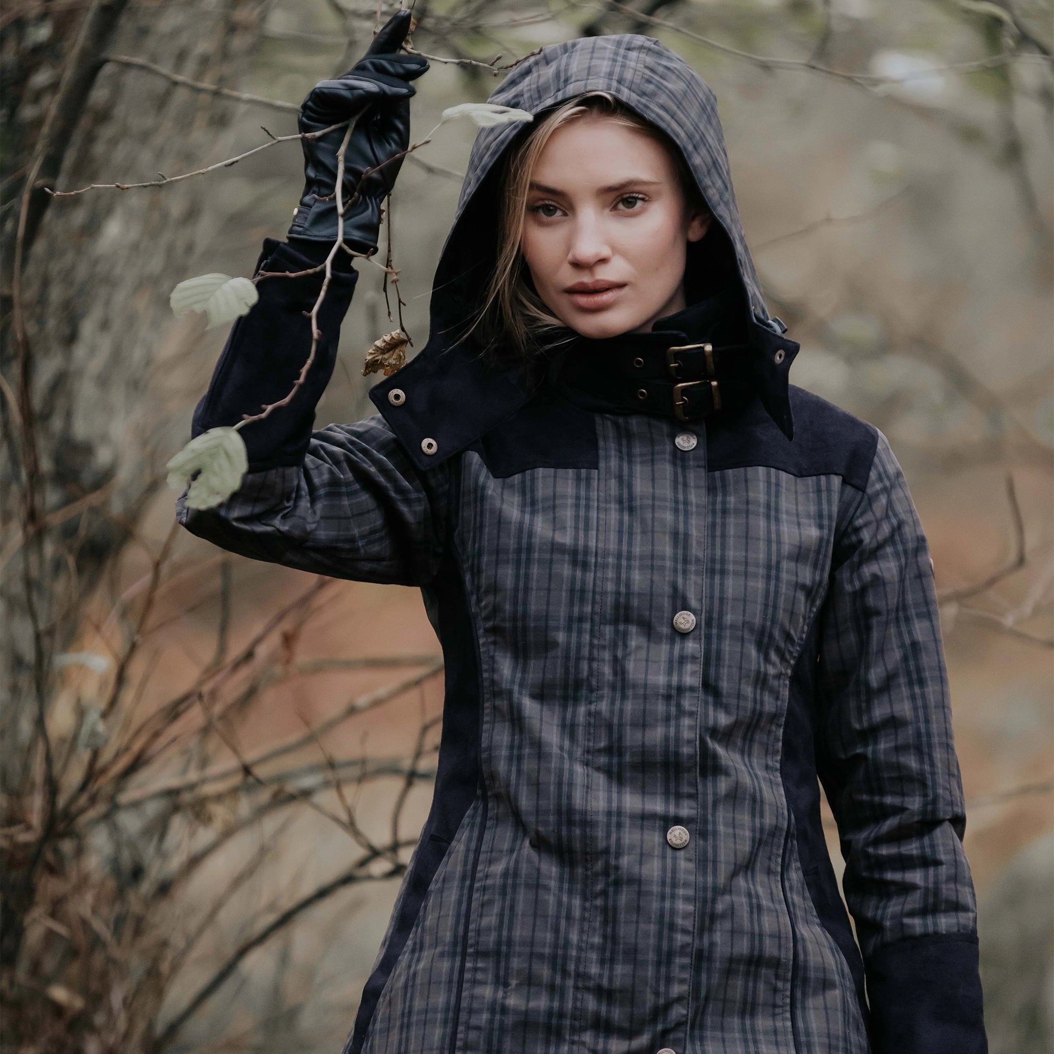 Odette Grey Check Waterproof Coat (NEW) - Welligogs