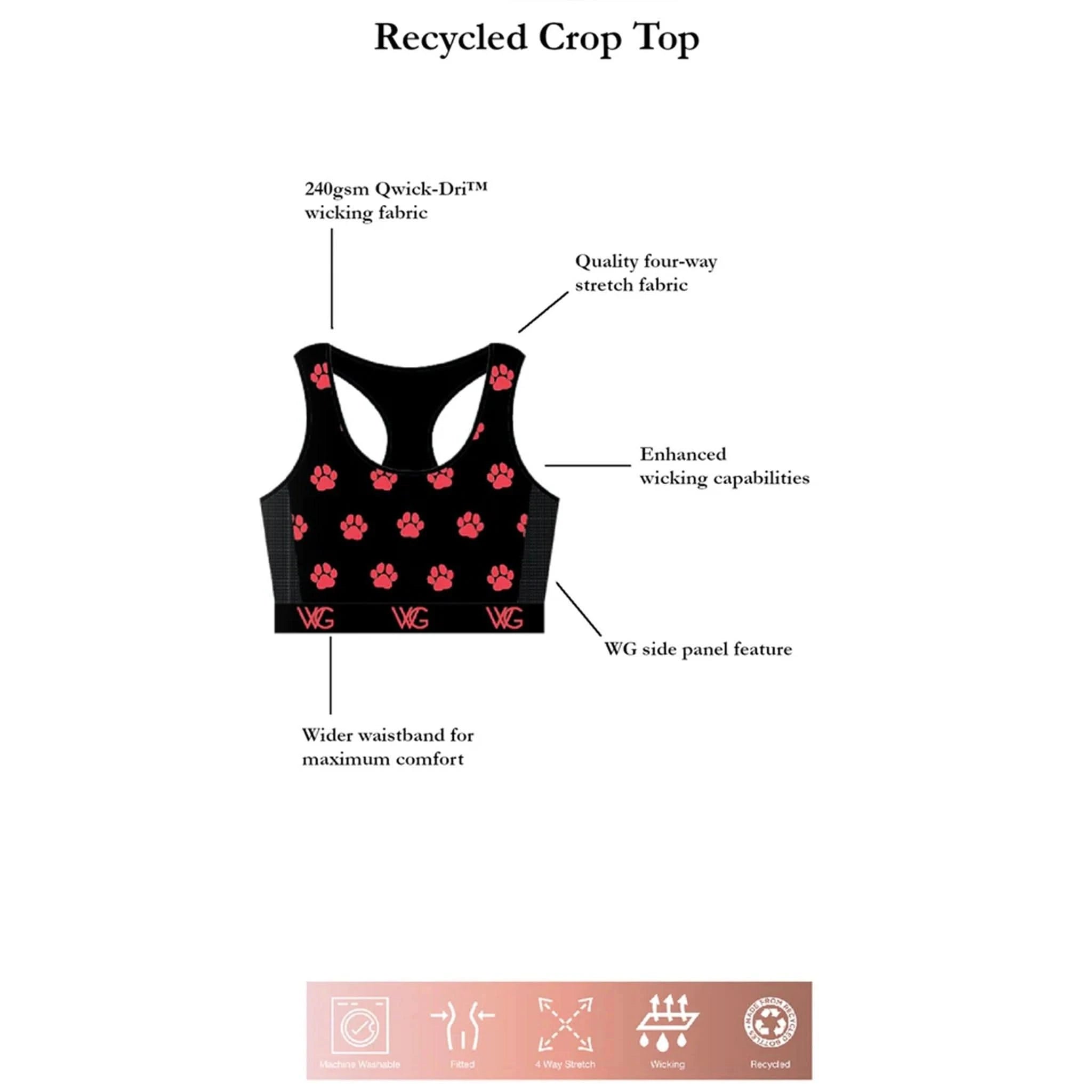 WG Flex Sustainable Paw Print Crop Top - Welligogs