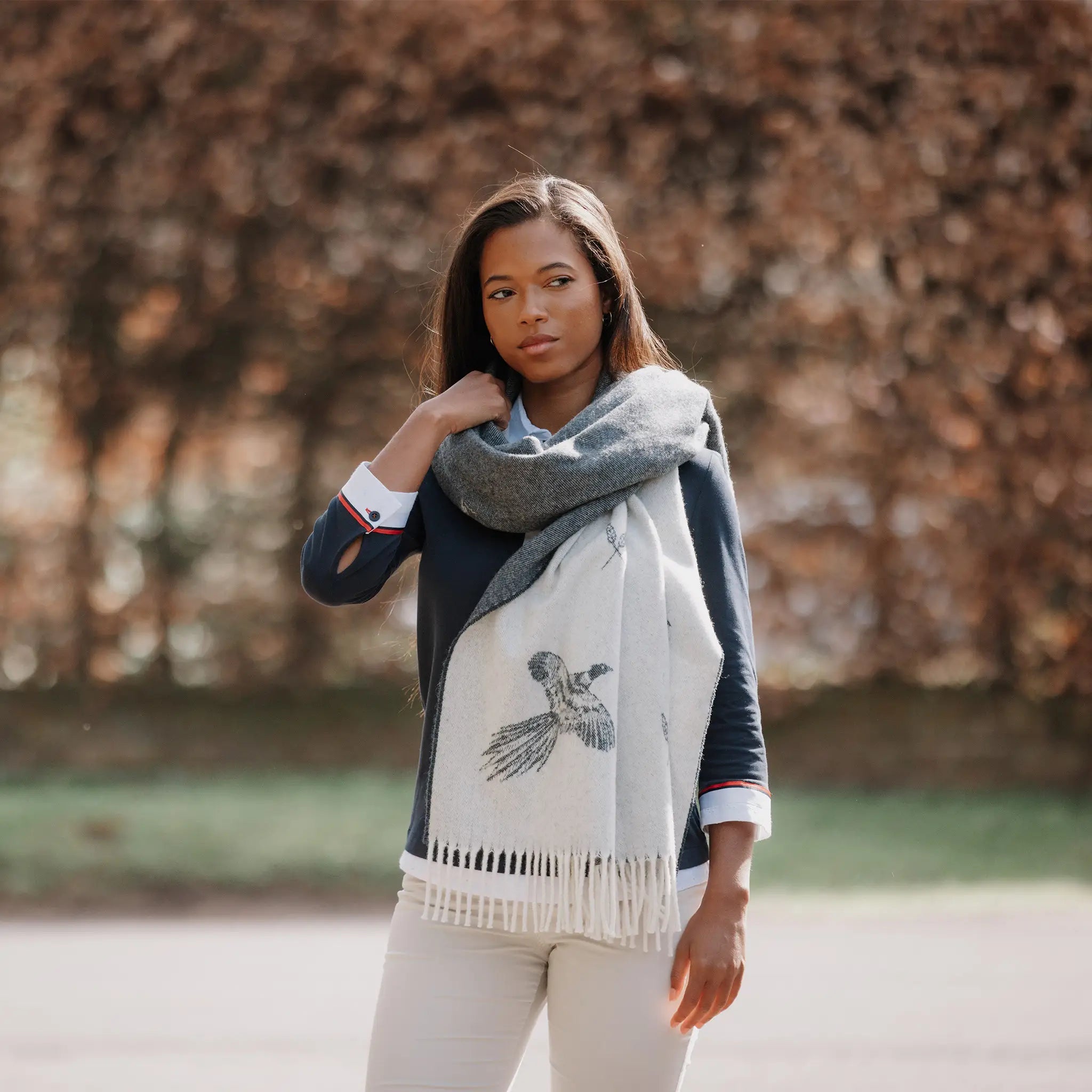 Alaskan Pheasant Navy Scarf