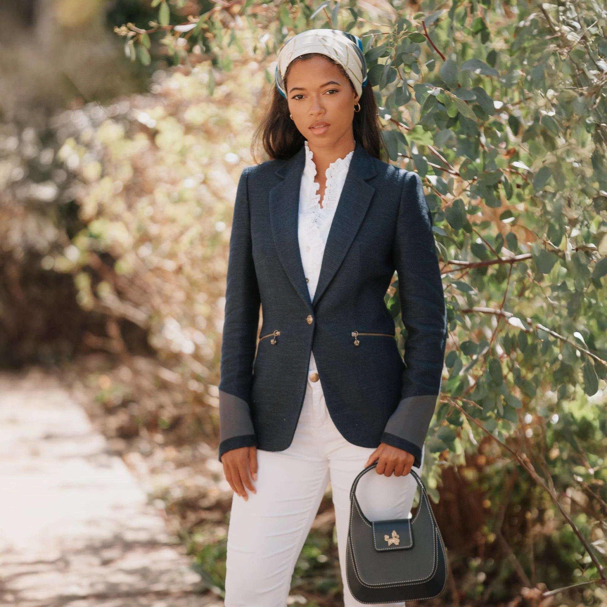 Phillipa Navy Leather Handbag - Welligogs