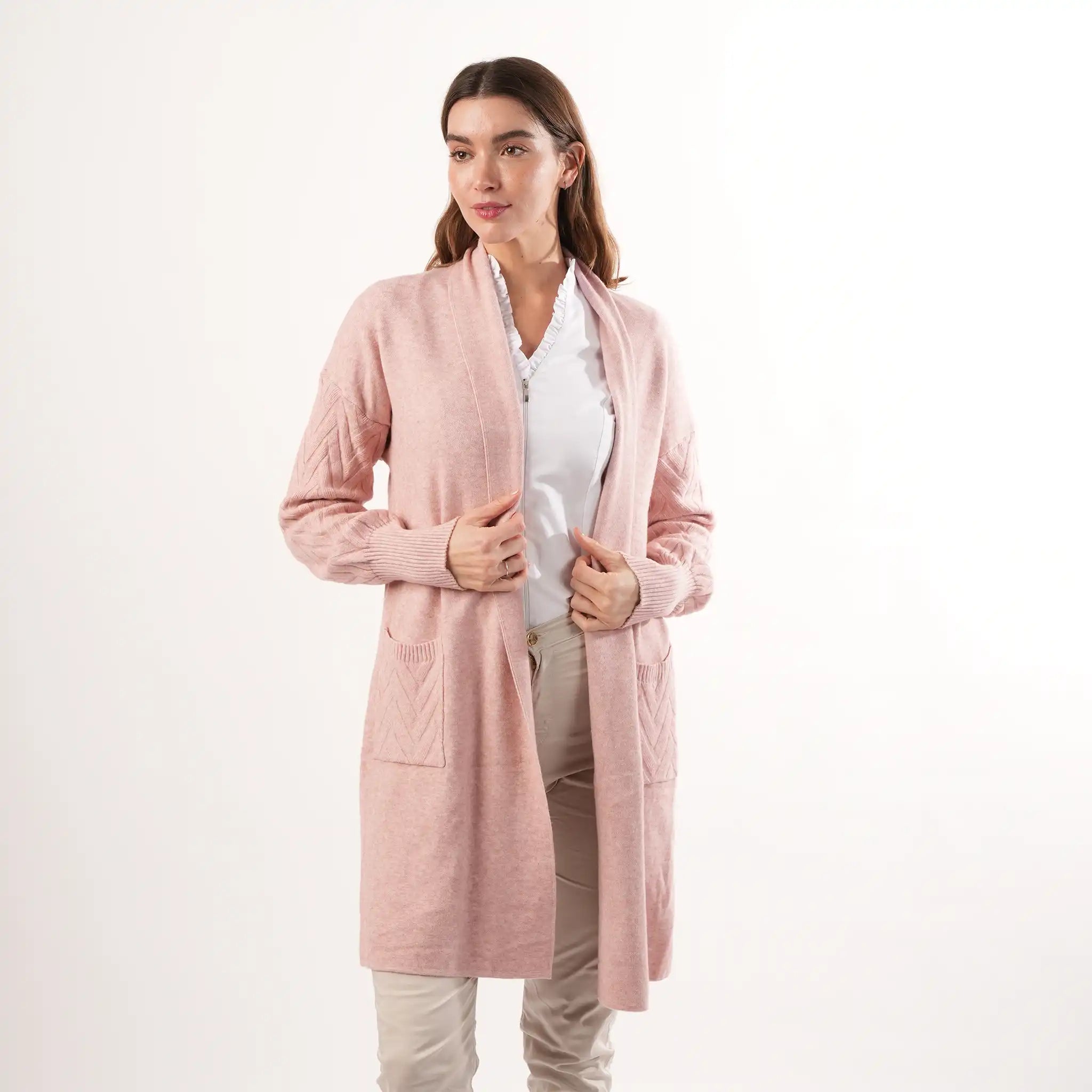 Cable Knit Pink Cardigan