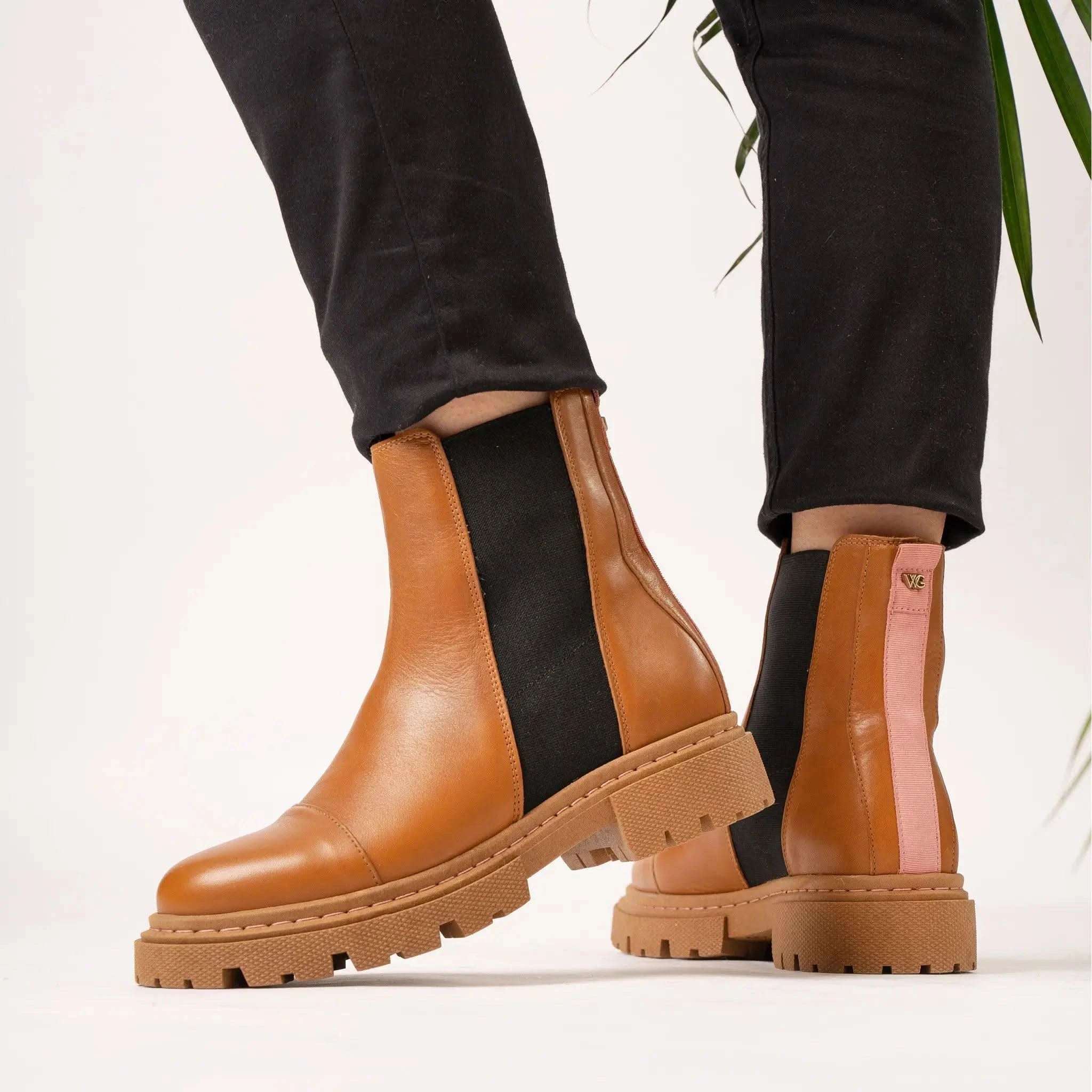 Tan chunky chelsea store boots