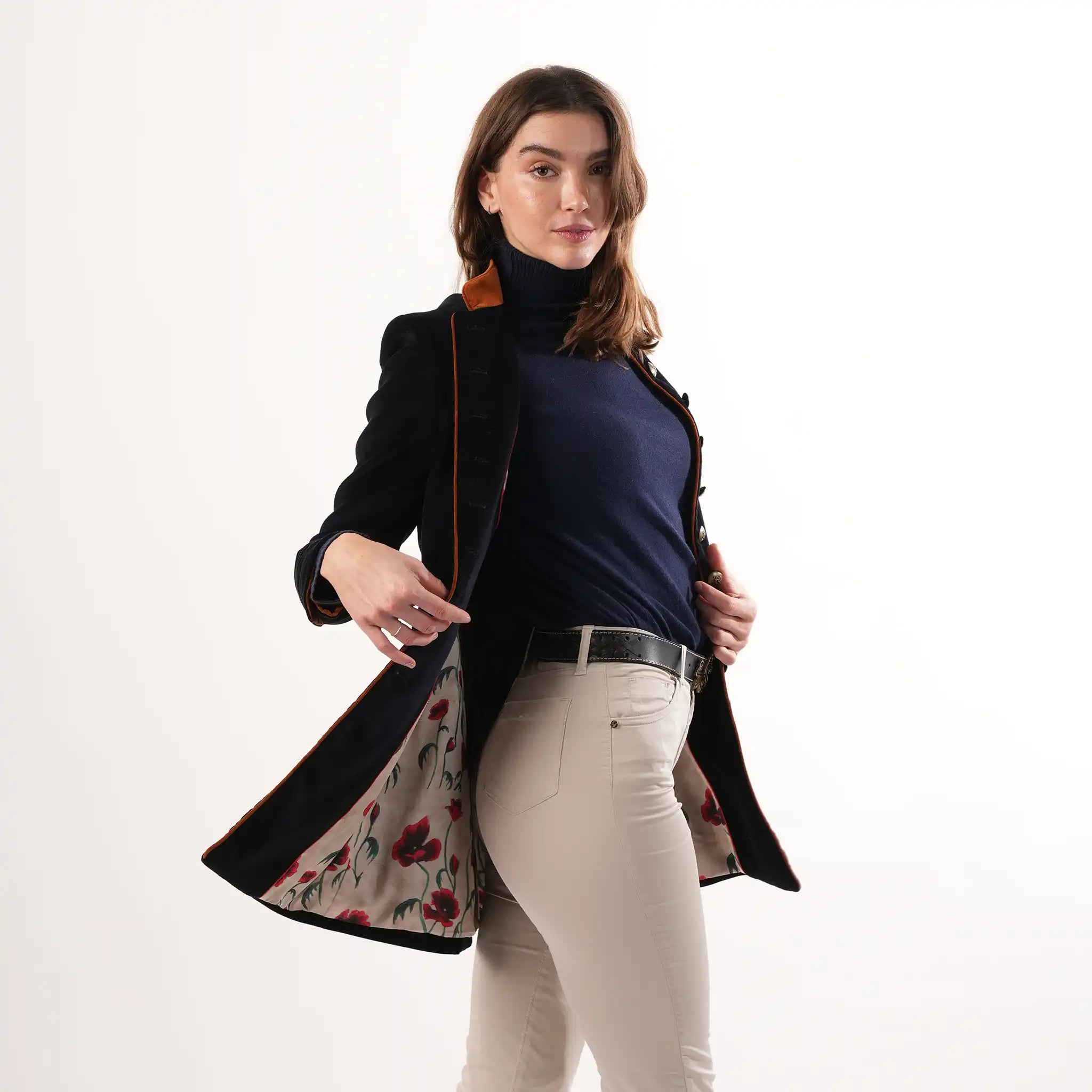 Seville Navy Velvet Coat