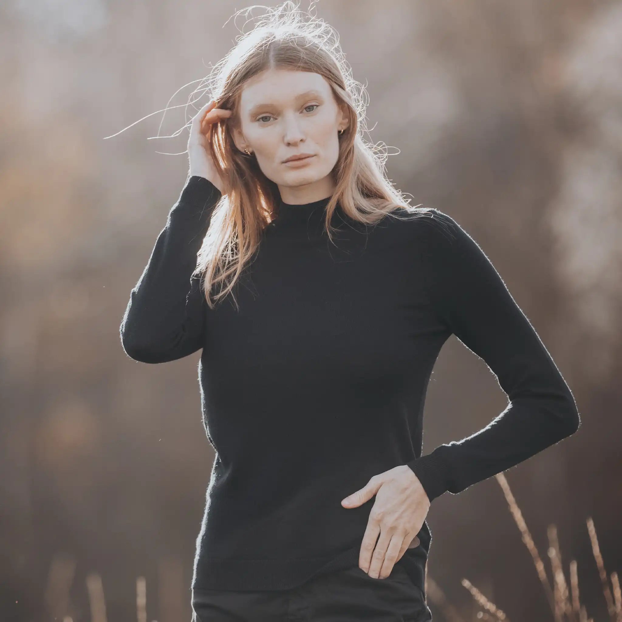Merino Wool Turtle Neck Black Jumper - Welligogs