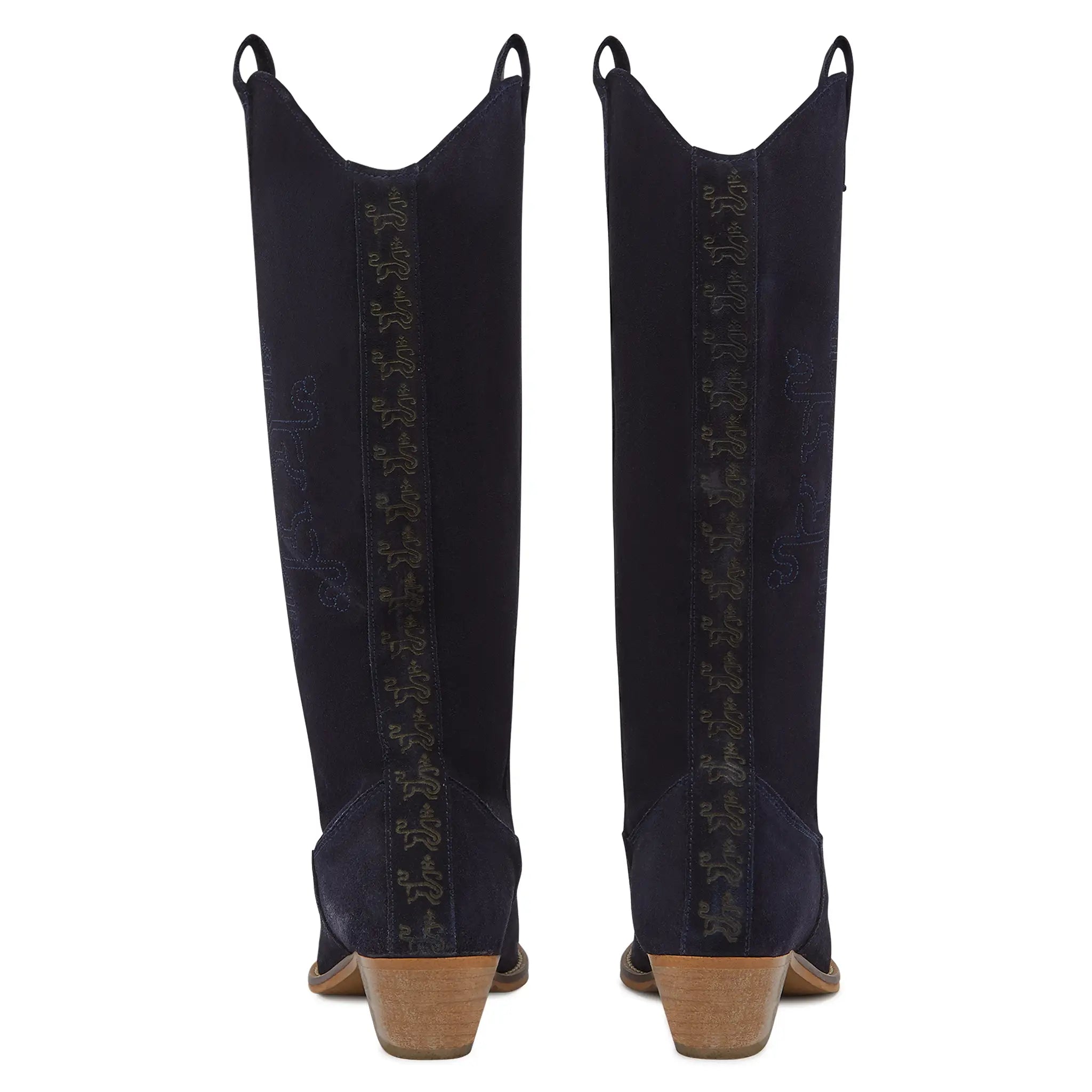 Beth Navy Suede Boots - Welligogs