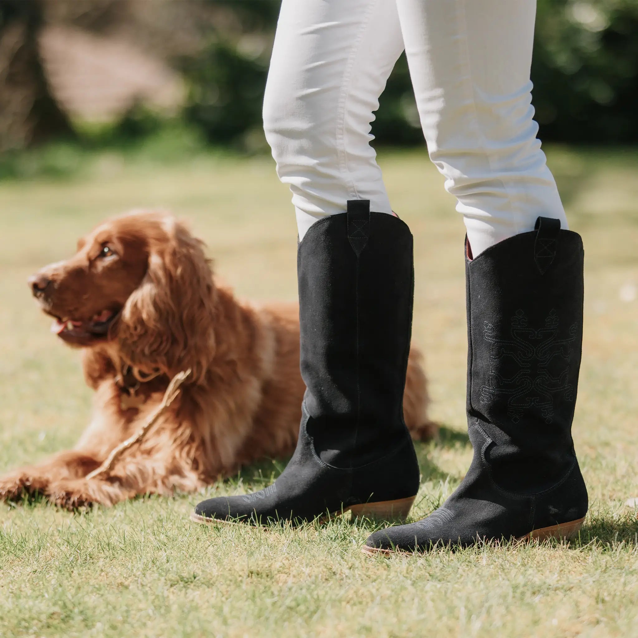 Beth Navy Suede Boots - Welligogs