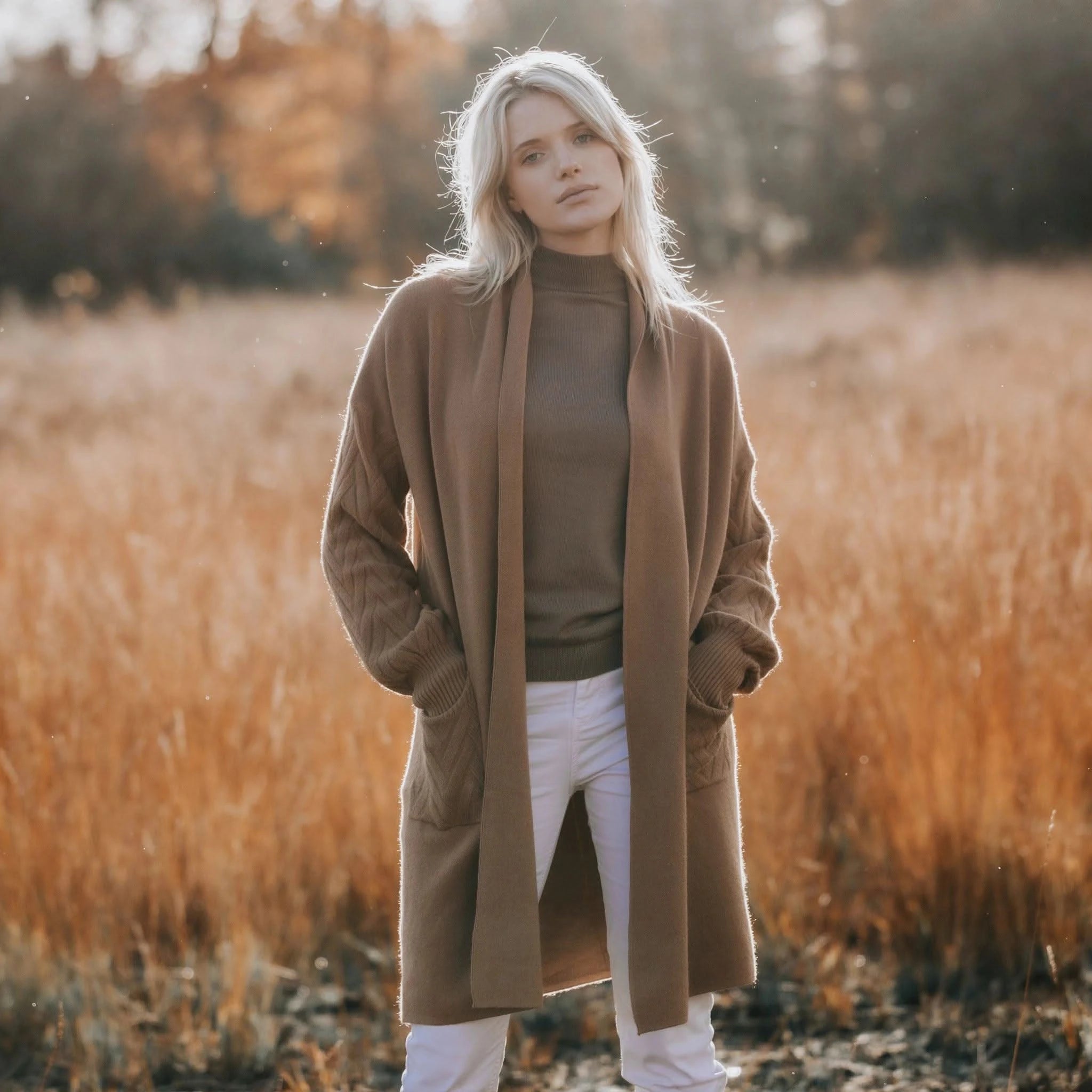 Cable Knit Camel Cardigan - Welligogs