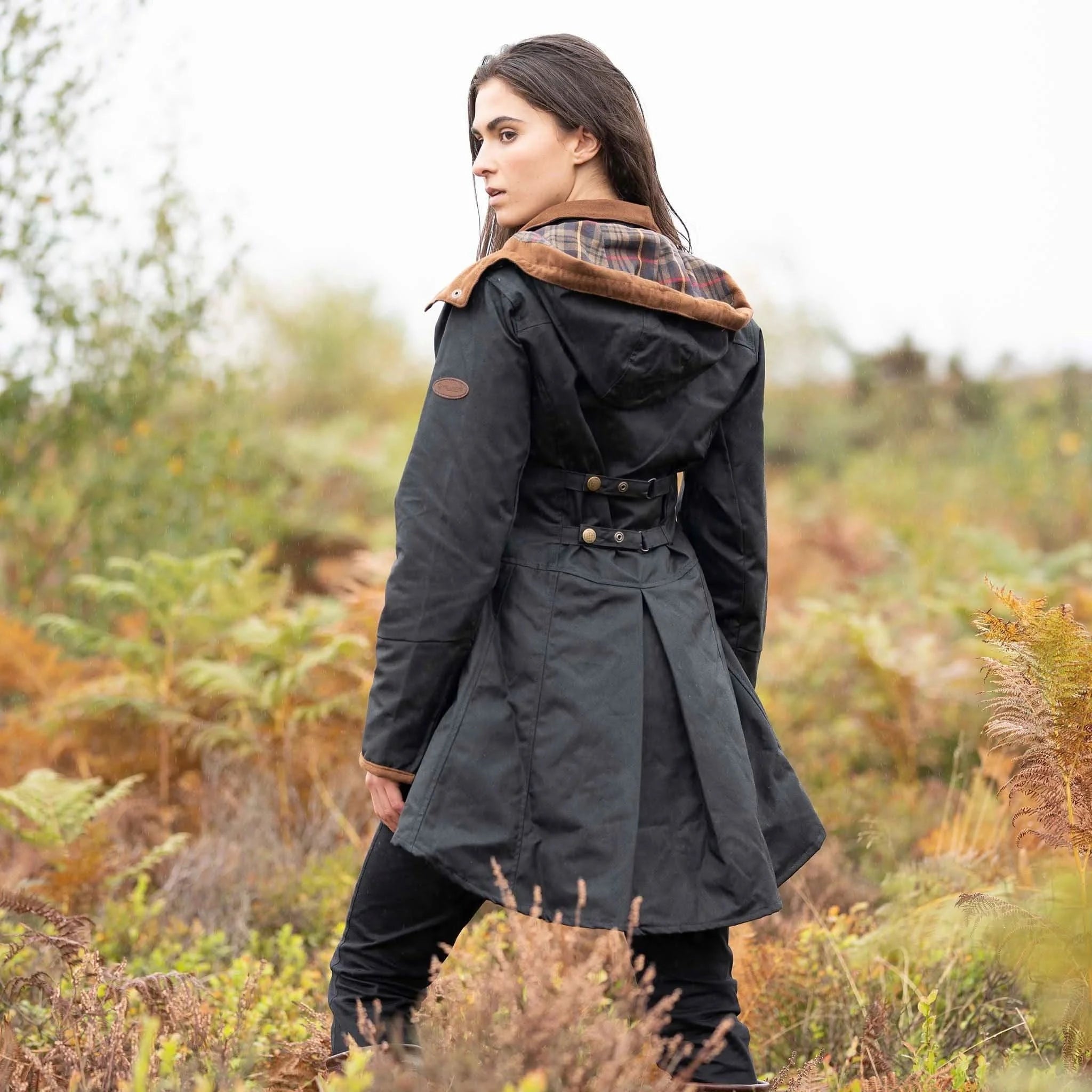 Louise Black/Tan Wax Coat - Welligogs