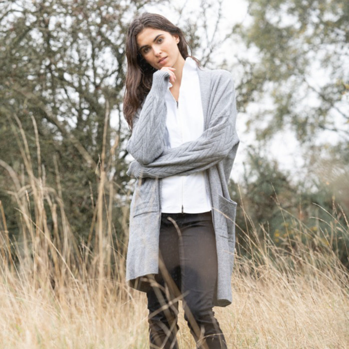 Cable Knit Grey Cardigan
