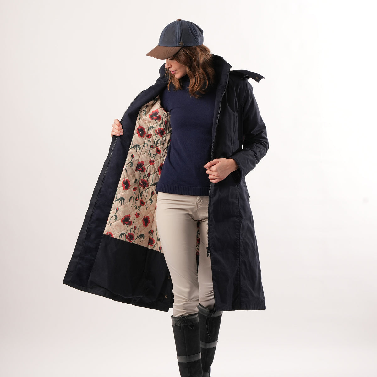 Eleanor Navy Quilted Waterproof Coat