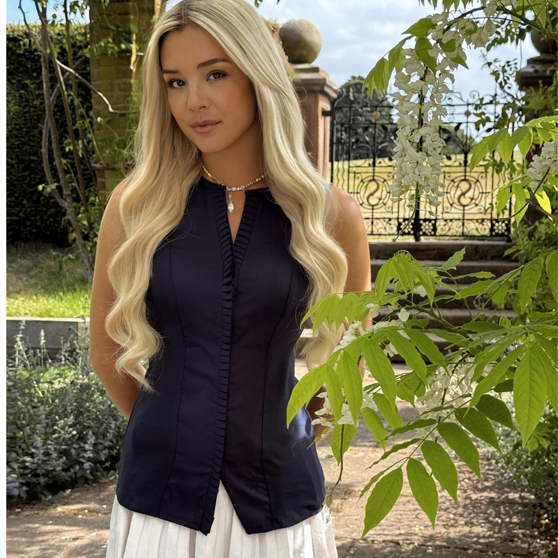 Kiera Navy Sleeveless Shirt