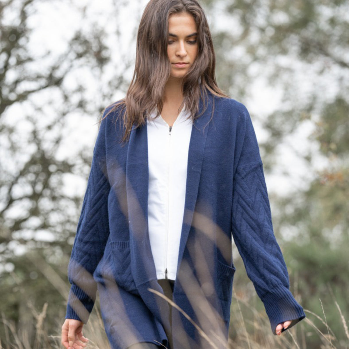 Cable Knit Navy Cardigan