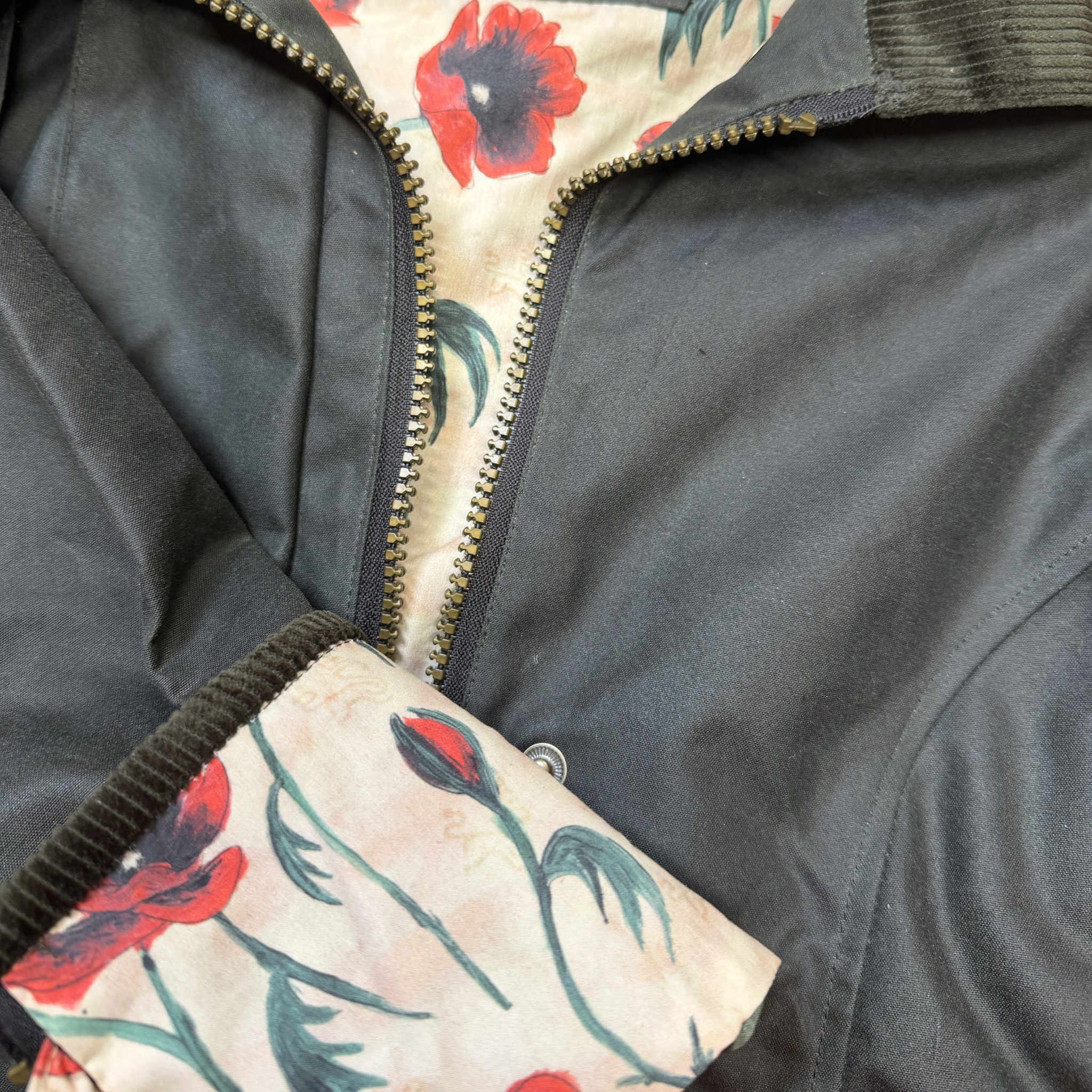 Louise Racing Green Poppy Lined Wax Coat