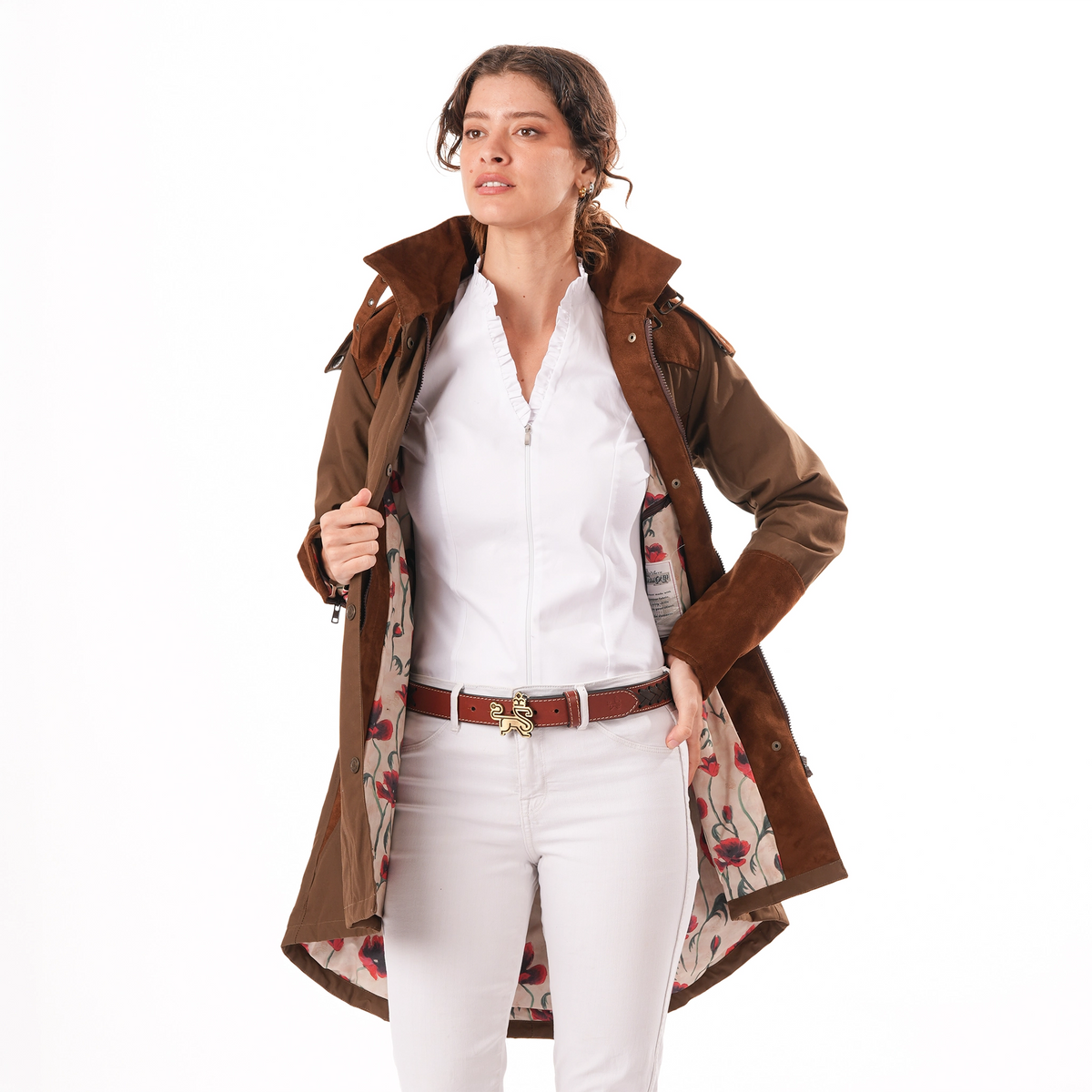 Odette Khaki Poppy Lined Waterproof Coat
