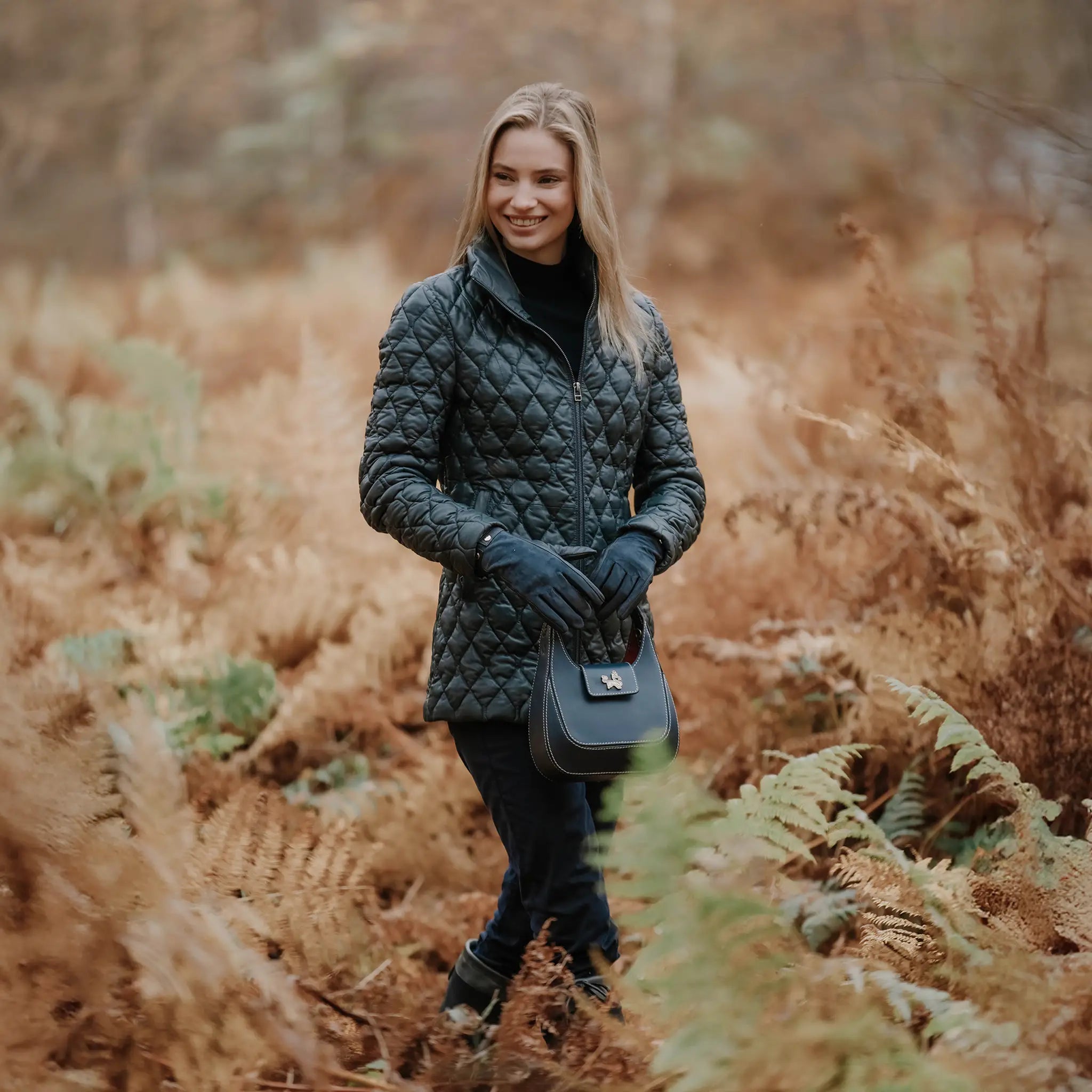 Manhattan Quilted Navy Leather Coat